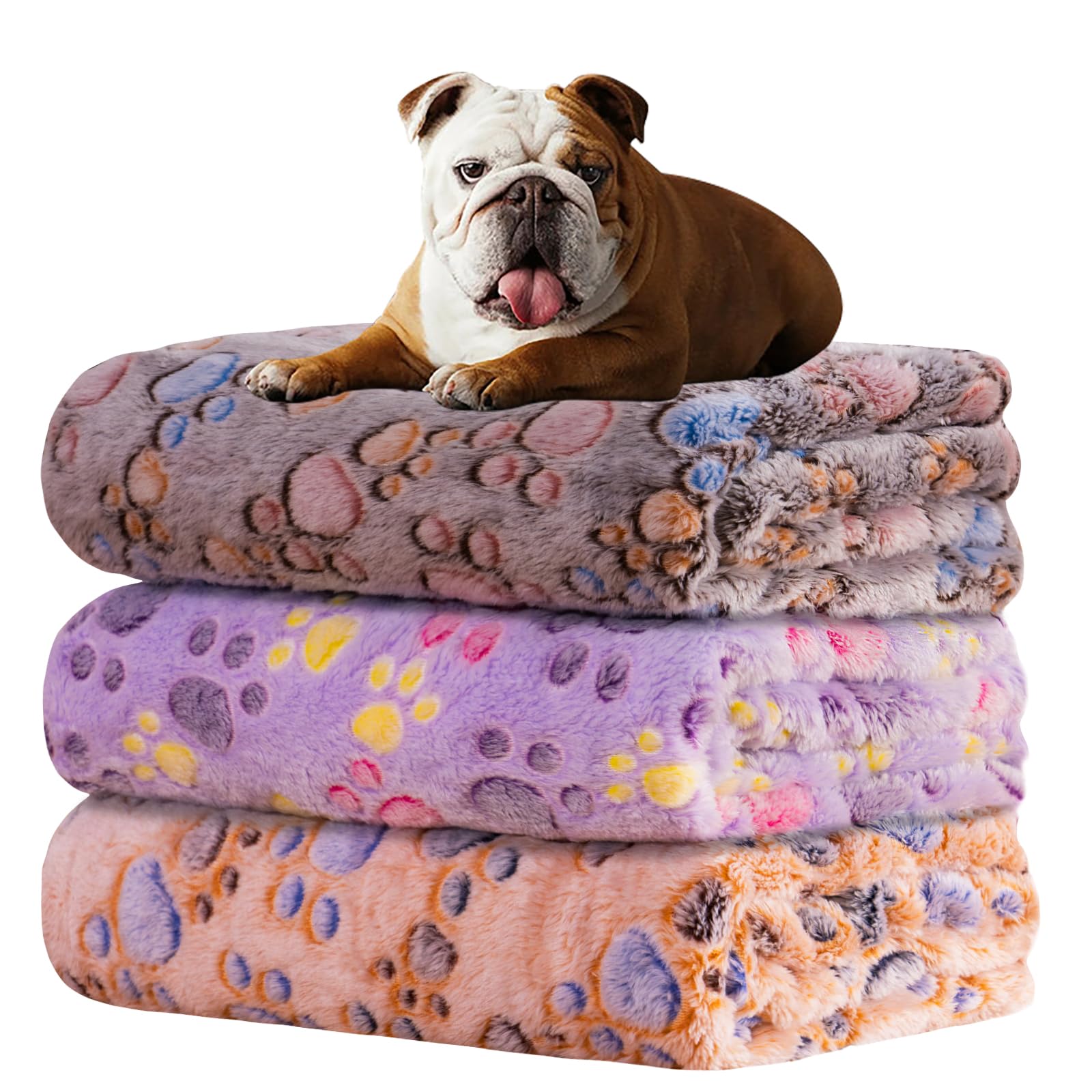 Dog Blankets For Dogs, 3 Pack Large Blanket Medium Blanket Dog Cat Soft Fuzzy Blankets Washable,Comfort Flannel,Fuzzy Soft Blank