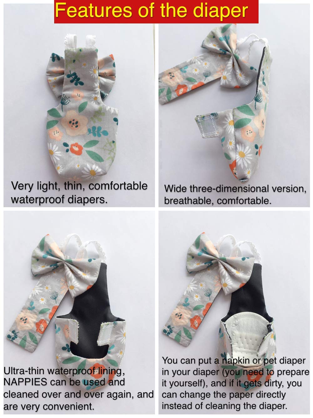 Duck Diapers, Chicken Diapers, Special Diapers For Poultry, Chicken, Duck And Goose Waterproof, Adjustable, Washable And Reusabl