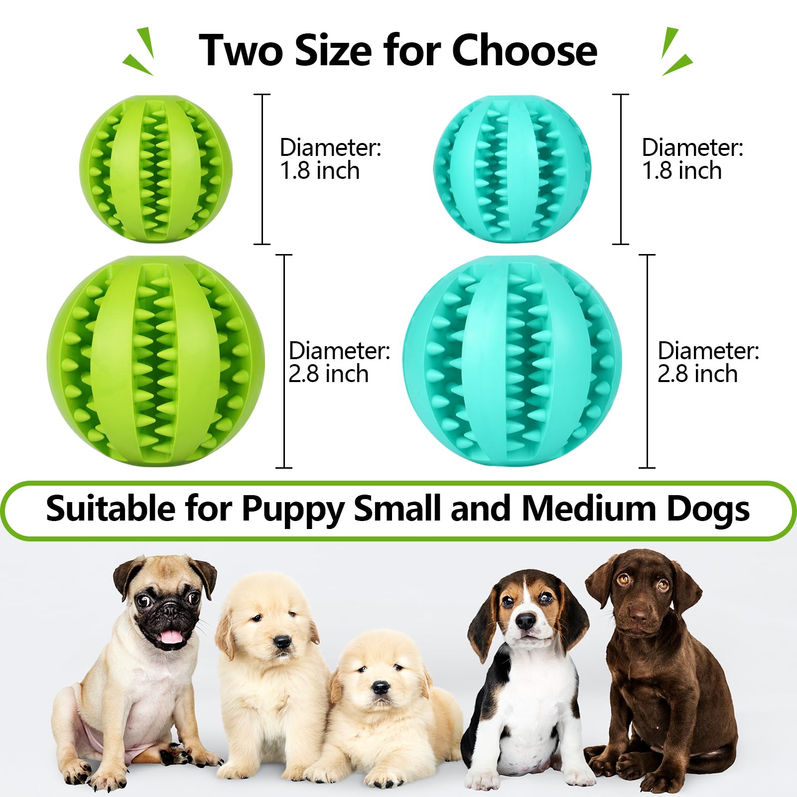 Bojafa Treat-Dispensing Dog Toys: Durable Rubber Puppy Toys For Boredom - Dog Treat Balls For Small & Medium Breed Home Use (2Pa