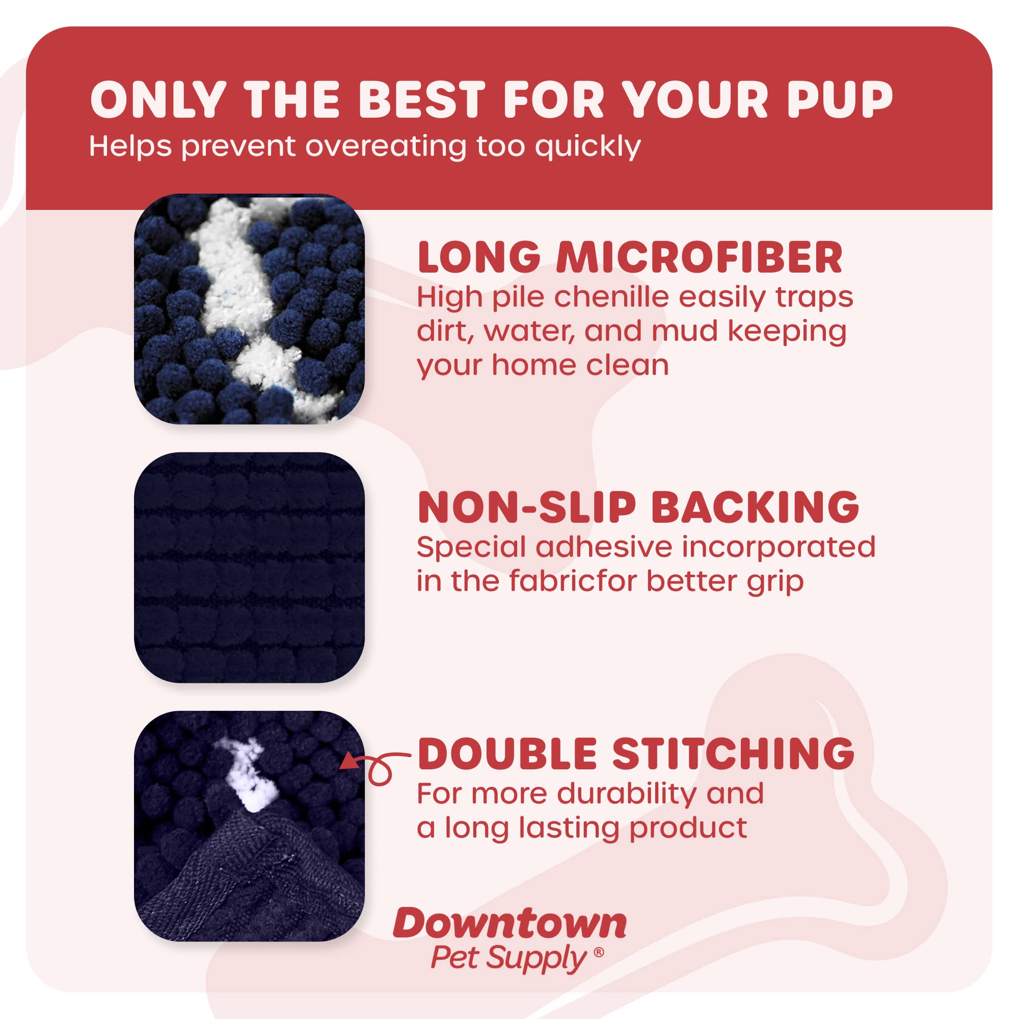 My Doggy Place - Microfiber Dog Door Mat - Dirt And Water Absorbent Mat - Washer & Dryer Safe Non-Slip Mat - Navy Blue With Paw Print Runner - 60 X 36 In