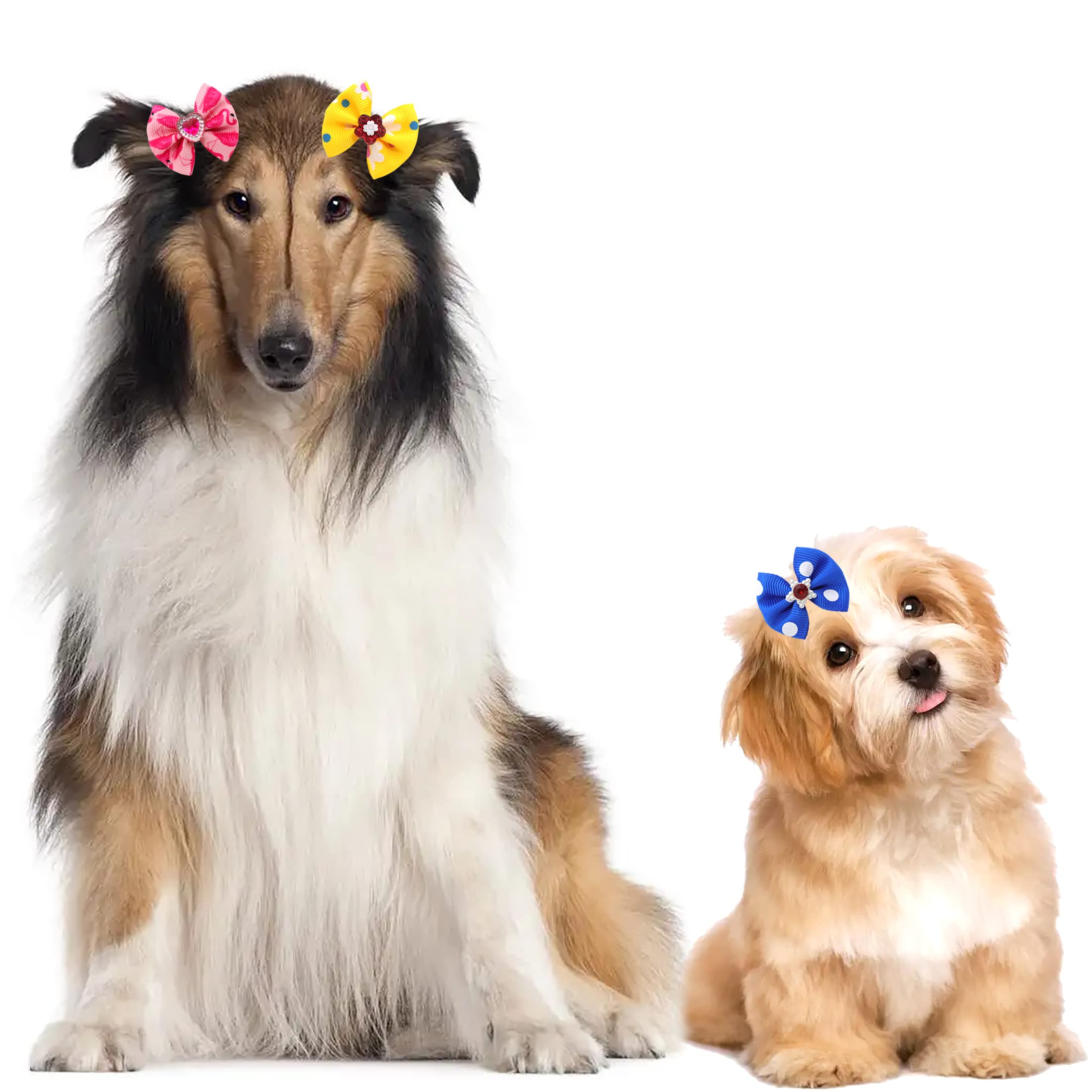 Petbuy Christmas Dog Hair Bows - Cute Puppy Bowknots With Rubber Bands, Pet Grooming Accessories For Party