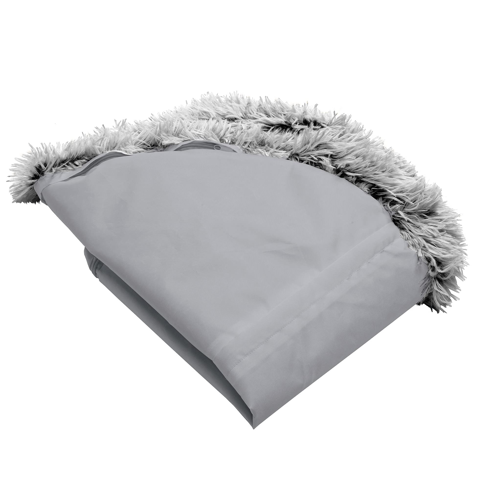 Furhaven Replacement Donut Dog Bed Cover Plush Long Faux Fur Calming Cuddler, Machine Washable - Misty Gray, Large