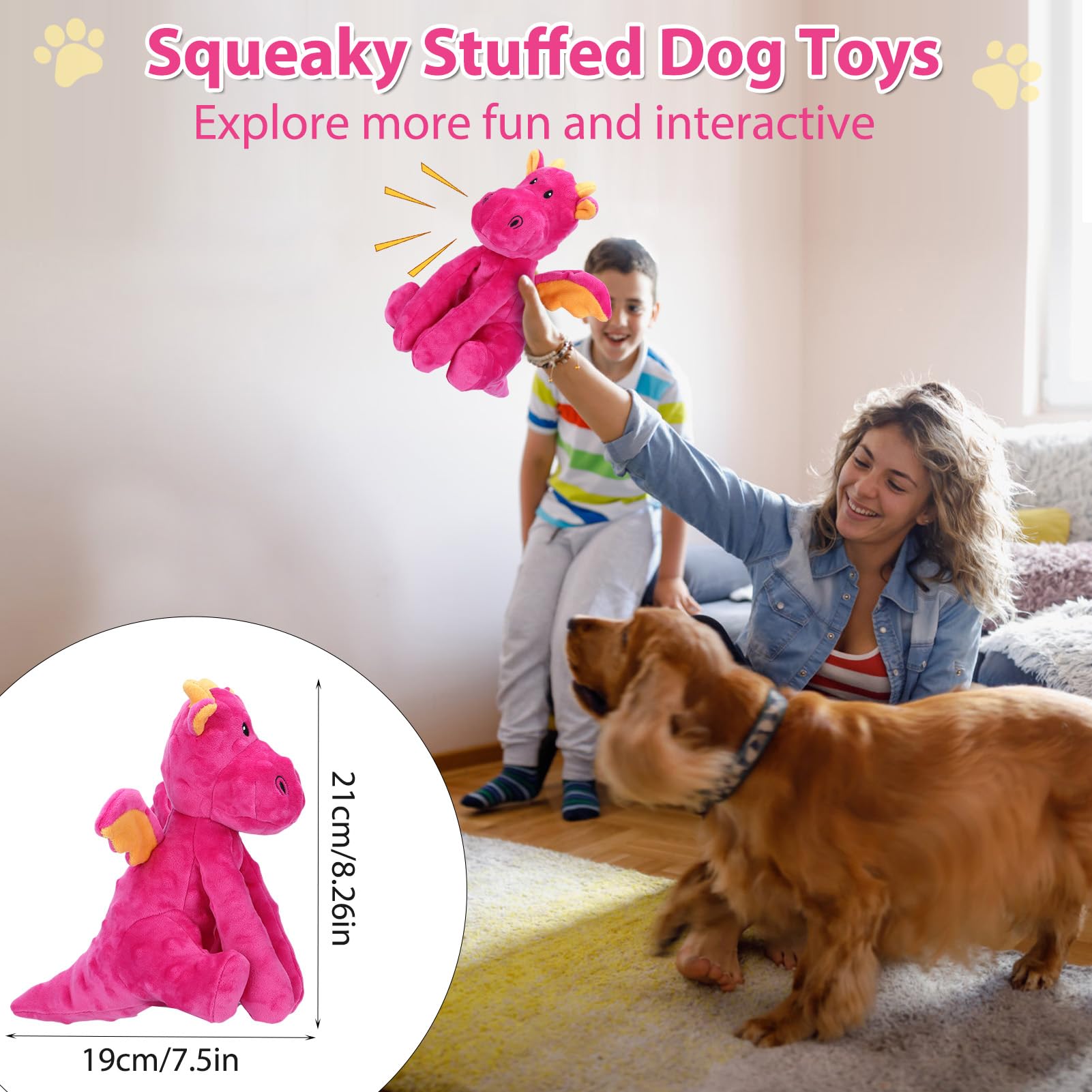 Letsmeet Dog Toys For Large Plush Dog Chew Toy With Squeaker And Crinkle Paper, Interactive Puppy Toys To Reduce Boredom And Anx