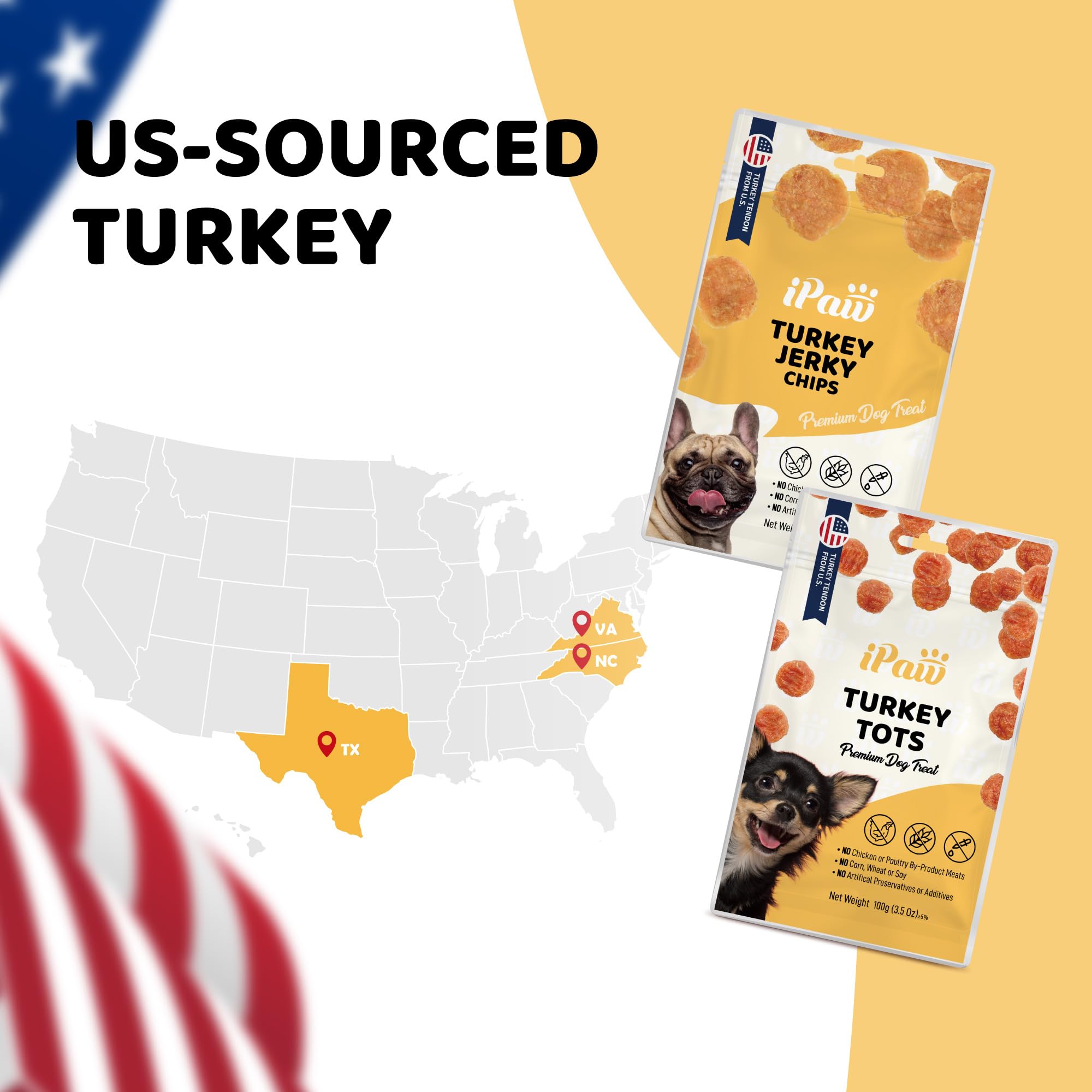 iPaw Turkey Tots Dog Treats for Puppy Training, All Natural Human Grade Dog Treat, US Sourced Raw Material, Hypoallergenic, Easy