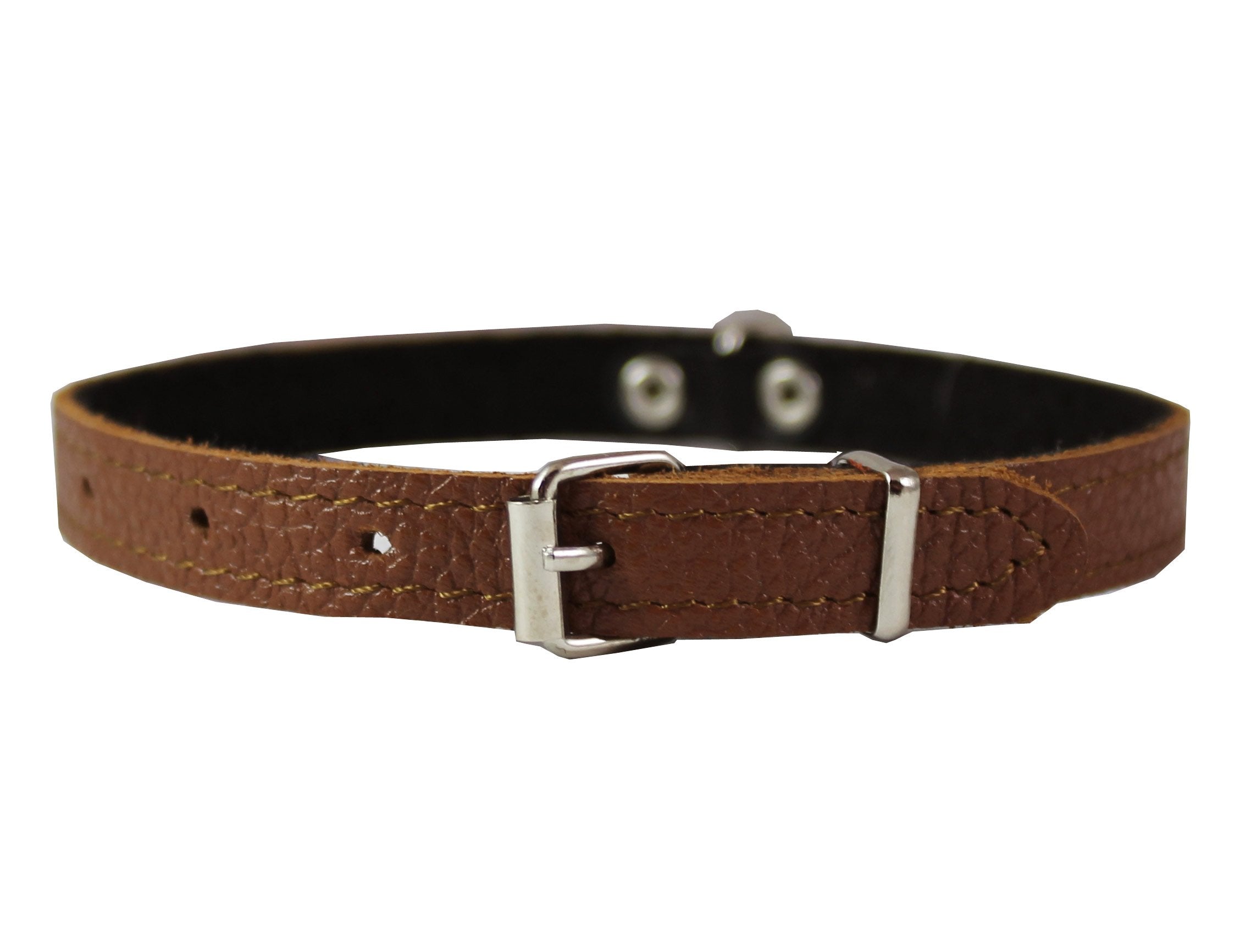 Brown Genuine Leather Felt Padded Dog Collar 13' X1/2' Wide Fits 9'-12' Neck, Chihuahua, Yorkshire Terrier, Puppies
