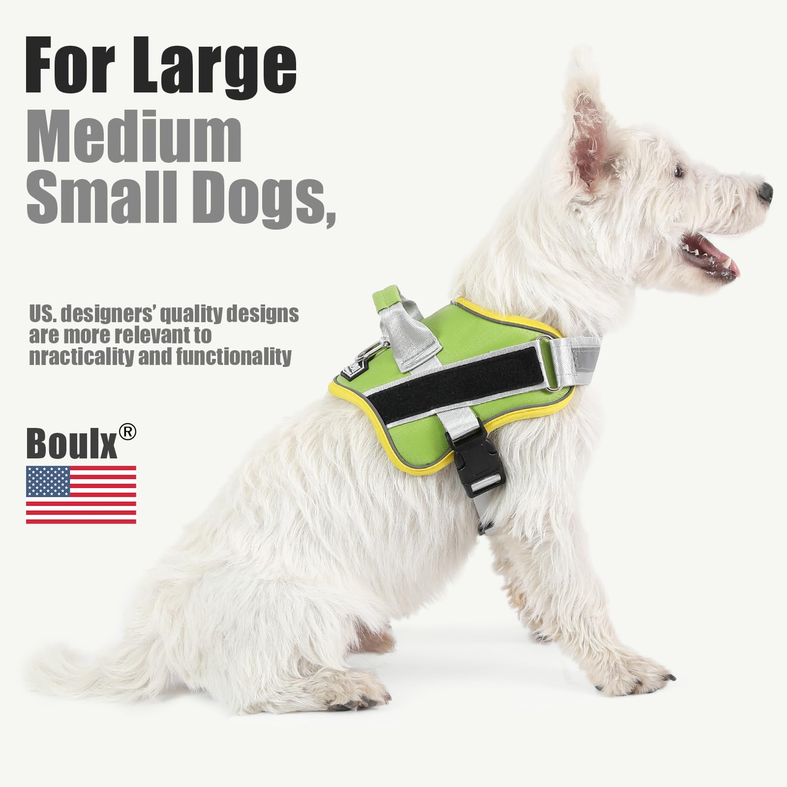 Bolux Dog Harness, No-Pull Reflective Dog Vest, Breathable Adjustable Pet Harness With Handle For Outdoor Walking - No More Pulling, Tugging Or Choking (X-Small (Pack Of 1), Greenyellow)