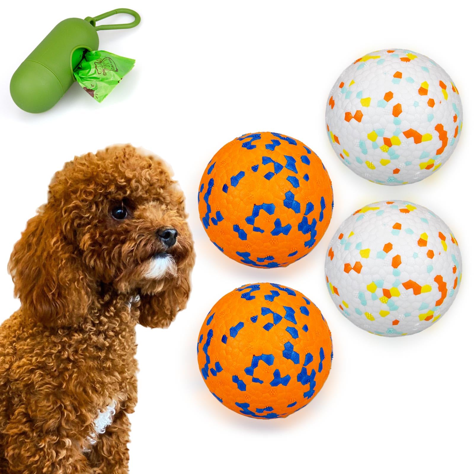 Poupua Dog Tennis Balls For Aggressive Chewers, Indestructible Dog Balls For Fetch Game, Durable Bouncy Lightweight Floating Toy