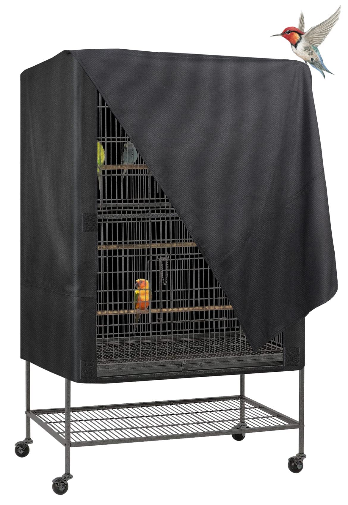 Explore Land Pet Cage Cover - Good Night Cover For Bird Critter Cat Cage To Small Animal Privacy & Comfort (Medium, Black)