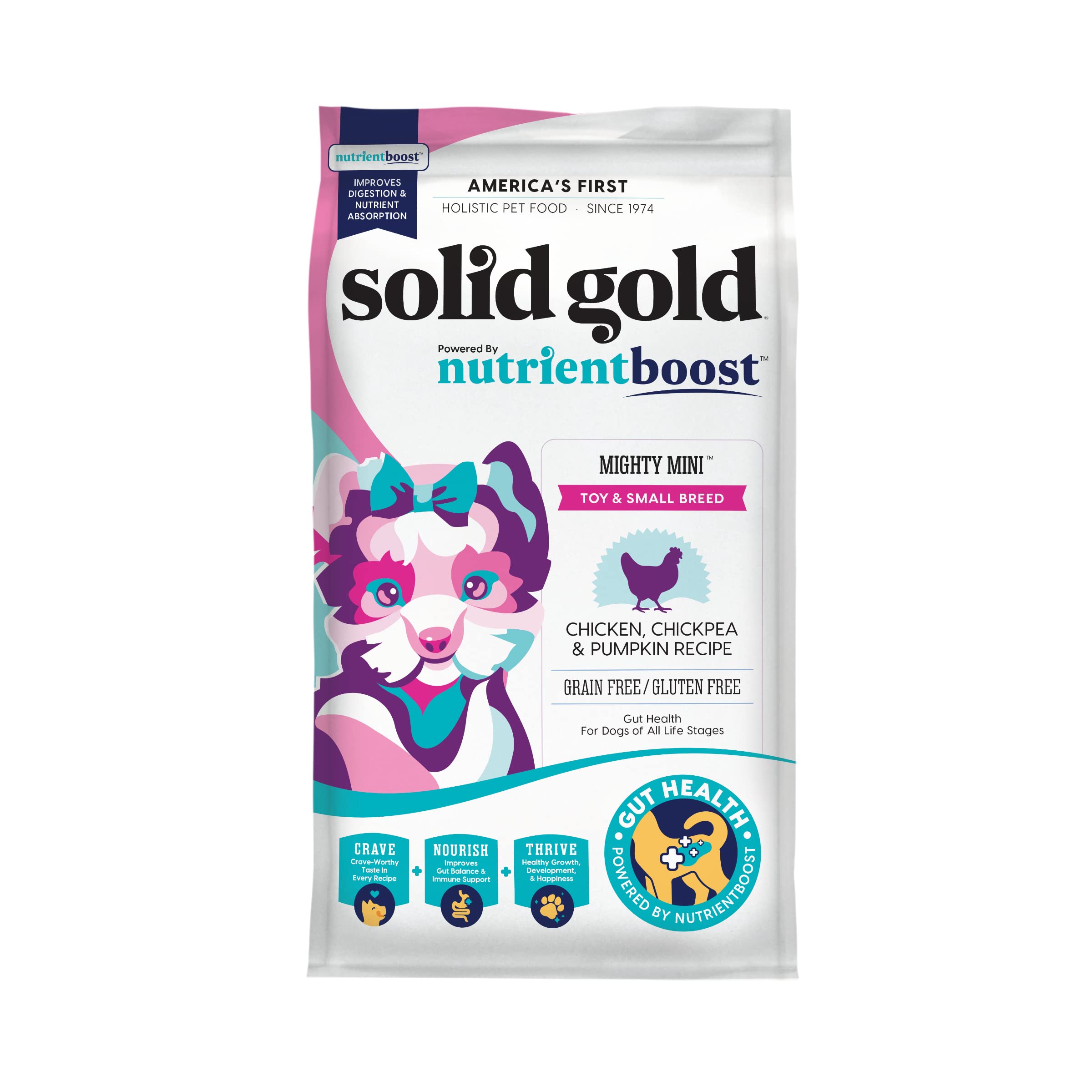 Solid Gold Nutrientboost Mighty Mini Small Breed Dog Food - Dry Dog Food Made with Real Chicken for Any Toy Breed - Grain & Glut