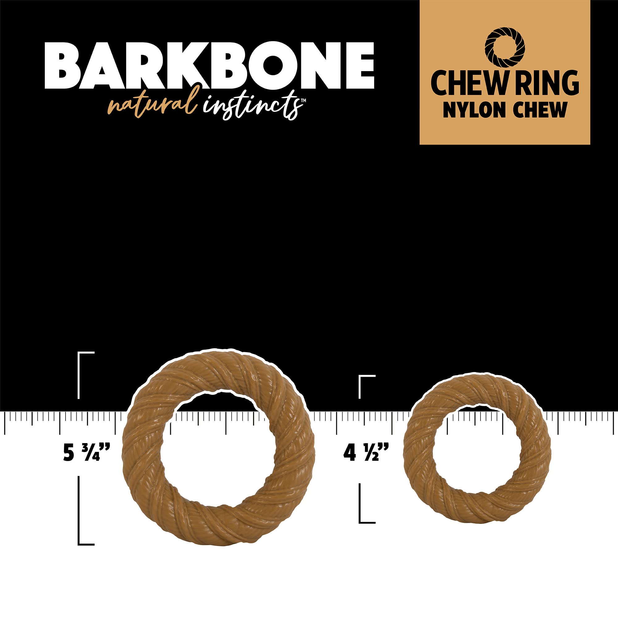 Pet Qwerks Chew Ring Barkbone - Durable Dog Toys For Moderate & Aggressive Chewers - Peanut Butter Flavor - 5.75'