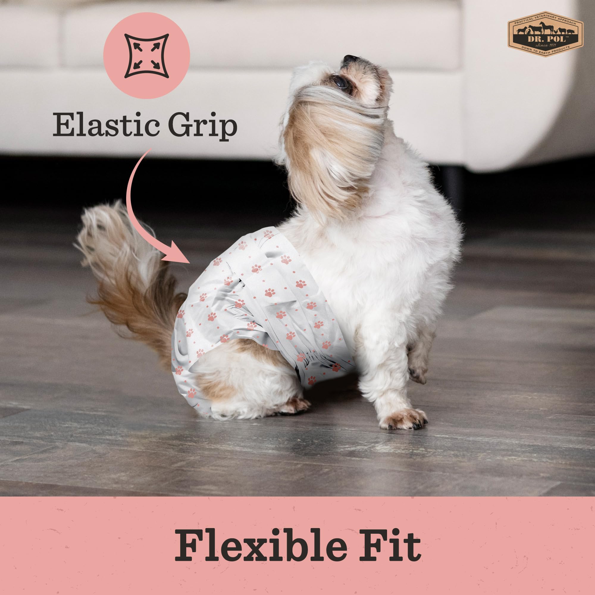 Dr. Pol Female Dog Diapers - Super Absorbent, Breathable, Leak-Proof With Wetness Indicator, Large, 50 Count