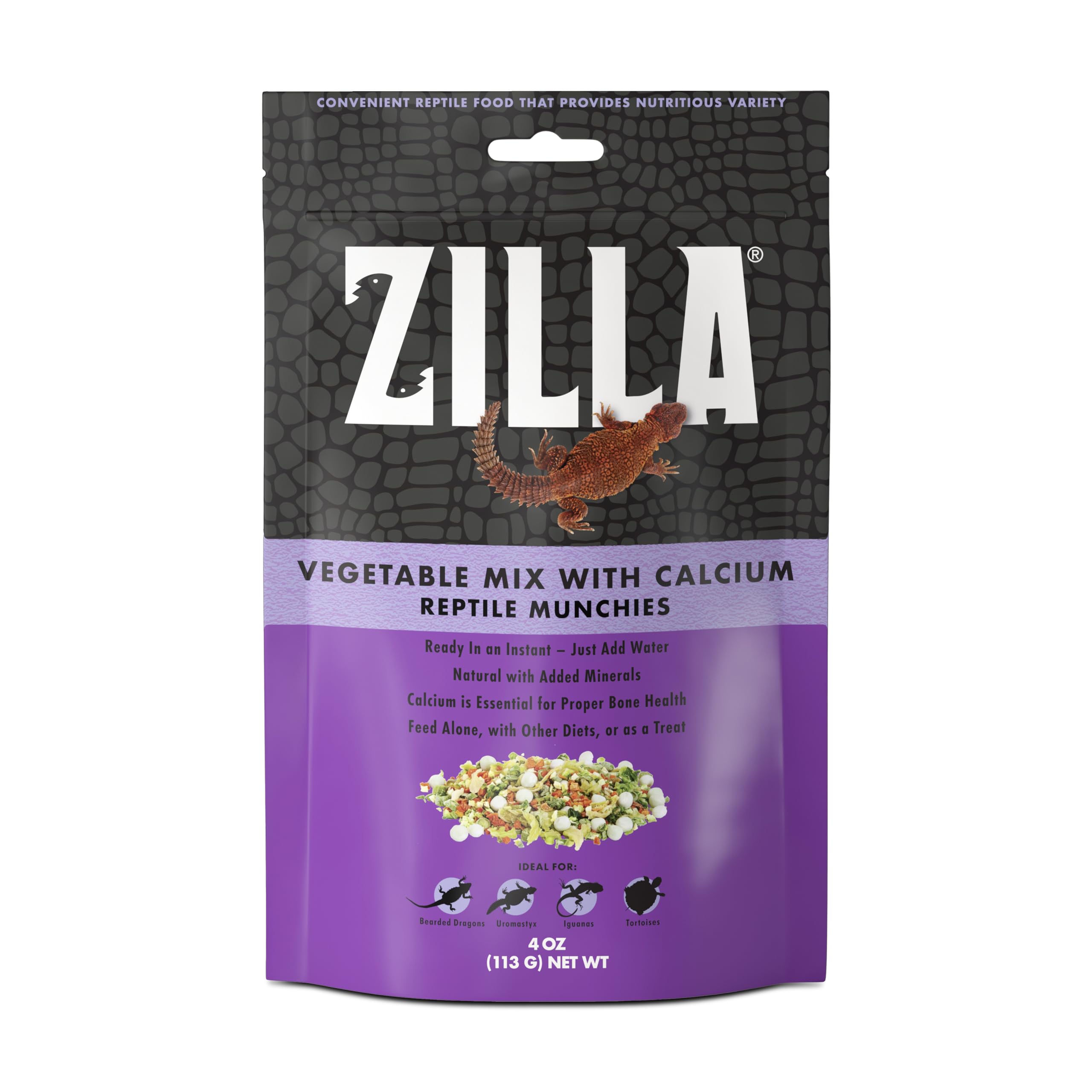 Zilla Reptile Food Munchies Vegetable Mix With Calcium, 4-Ounce