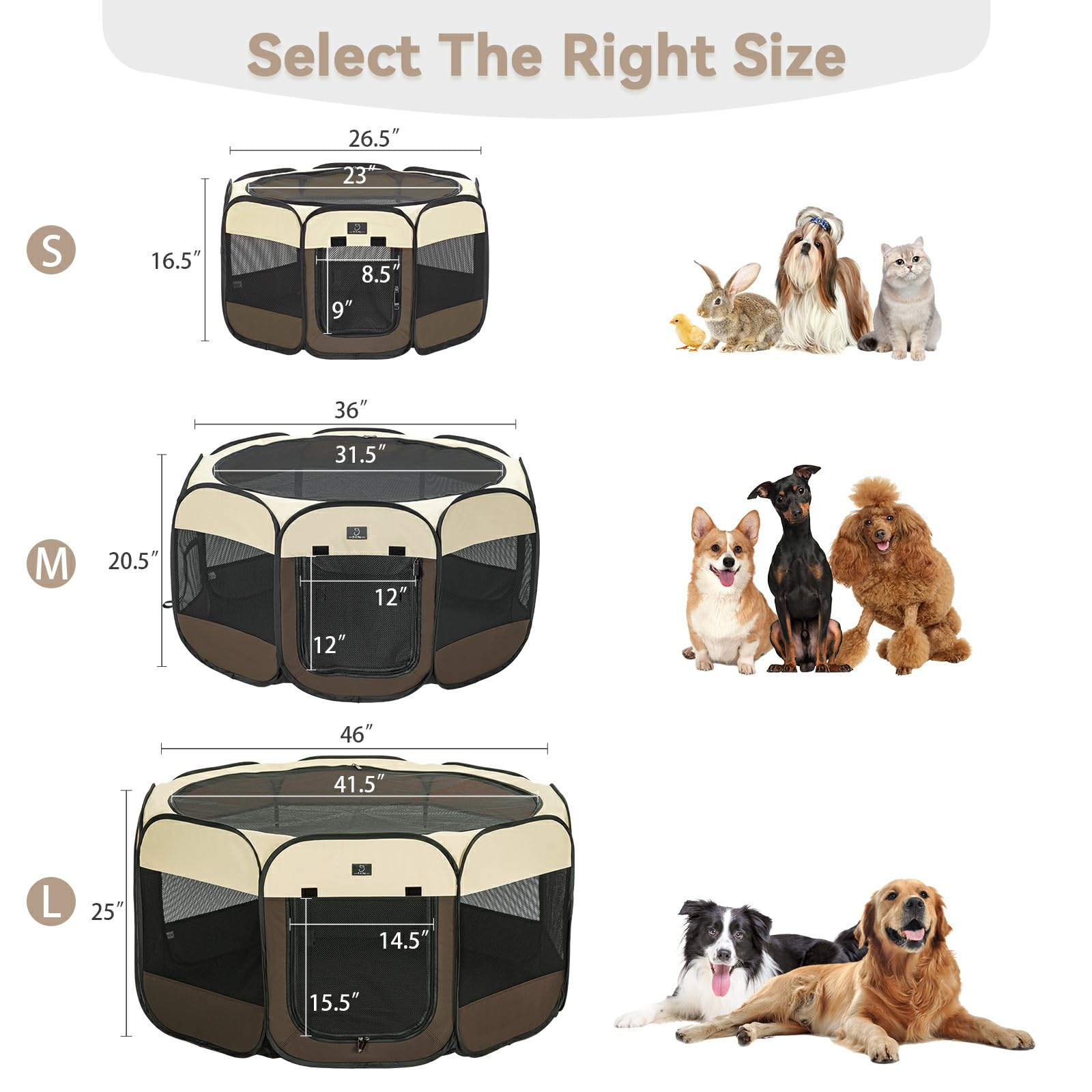 A4Pet Portable Foldable Pet Playpen, Dog Playpen Indoor/Outdoor - Ideal For Dogs, Cats, Rabbits - Removable Zipper & Collapsible Travel Bowl