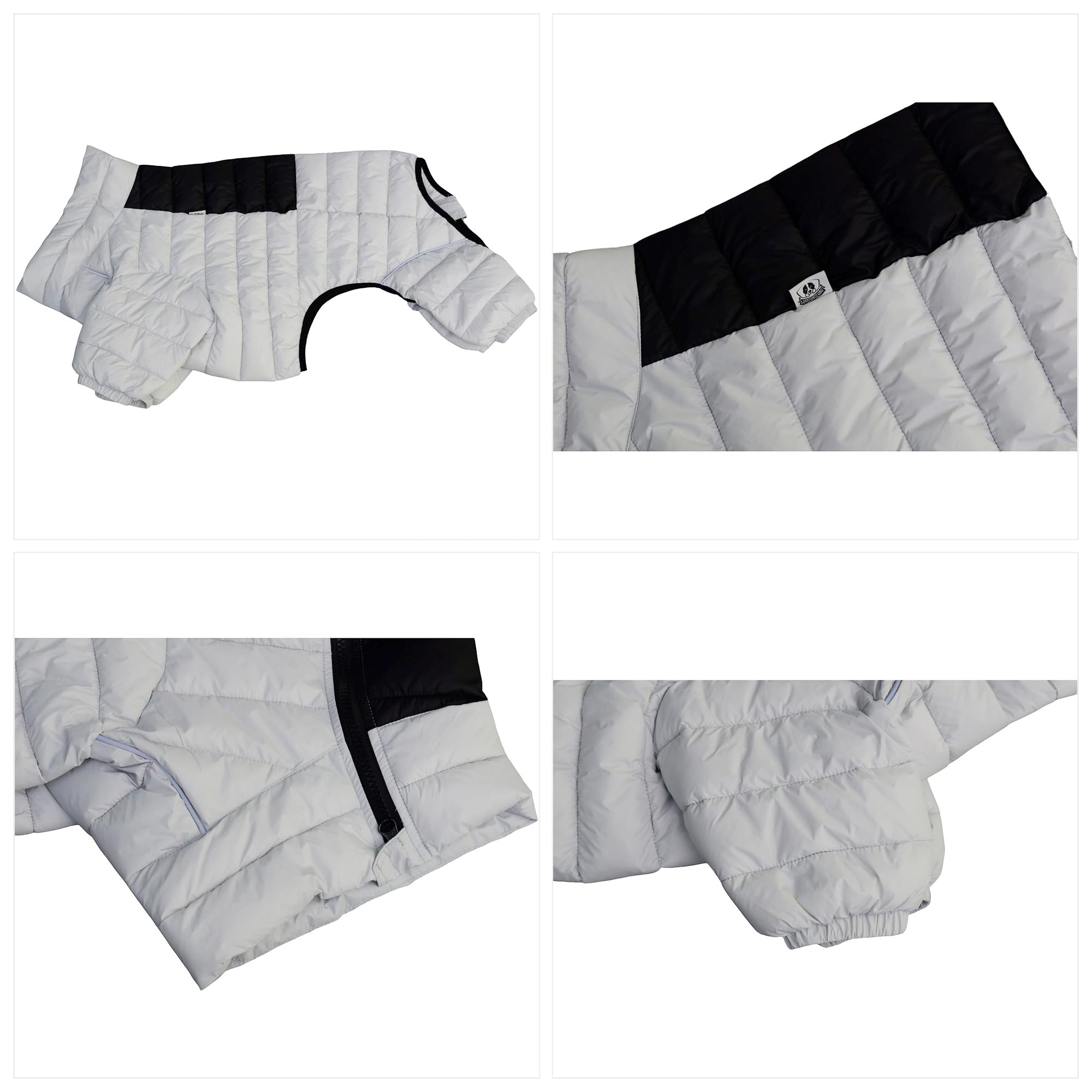 Dog Warm Jacket, Outdoor Snow Covered Reflective Windproof, Adjustable M/L Zippered Vest for Medium to Large Dogs (Off White) M