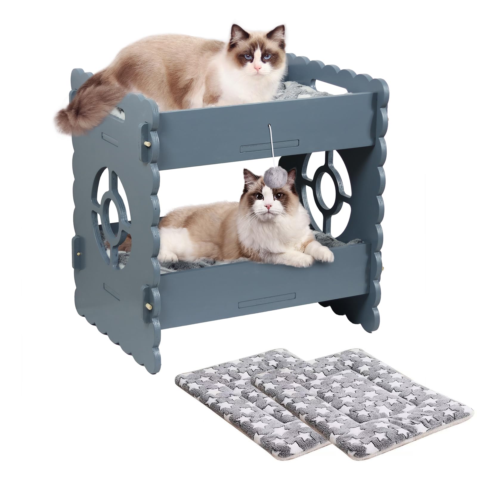 Ankuliy Cat Bunk Beds For 2 Indoor Cats,Double Raised Cat Bed,Elevated Cat Bed Furniture,Modern Cat Condo With Matress,Protect C