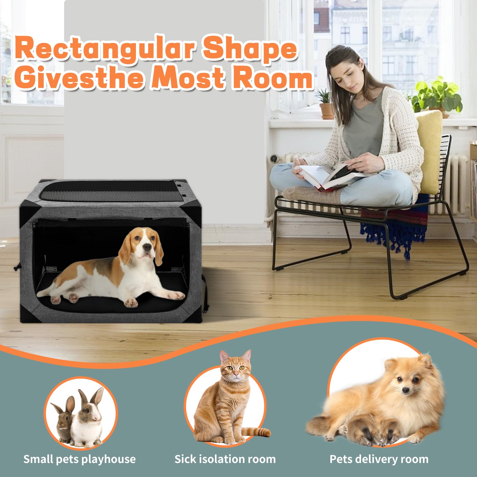 36X25X25 Inch Dog Crate, Large Dog Crate For Large Or Medium Dogs, Portable And Foldable Design Of Dog Cage, Perfect For Travel