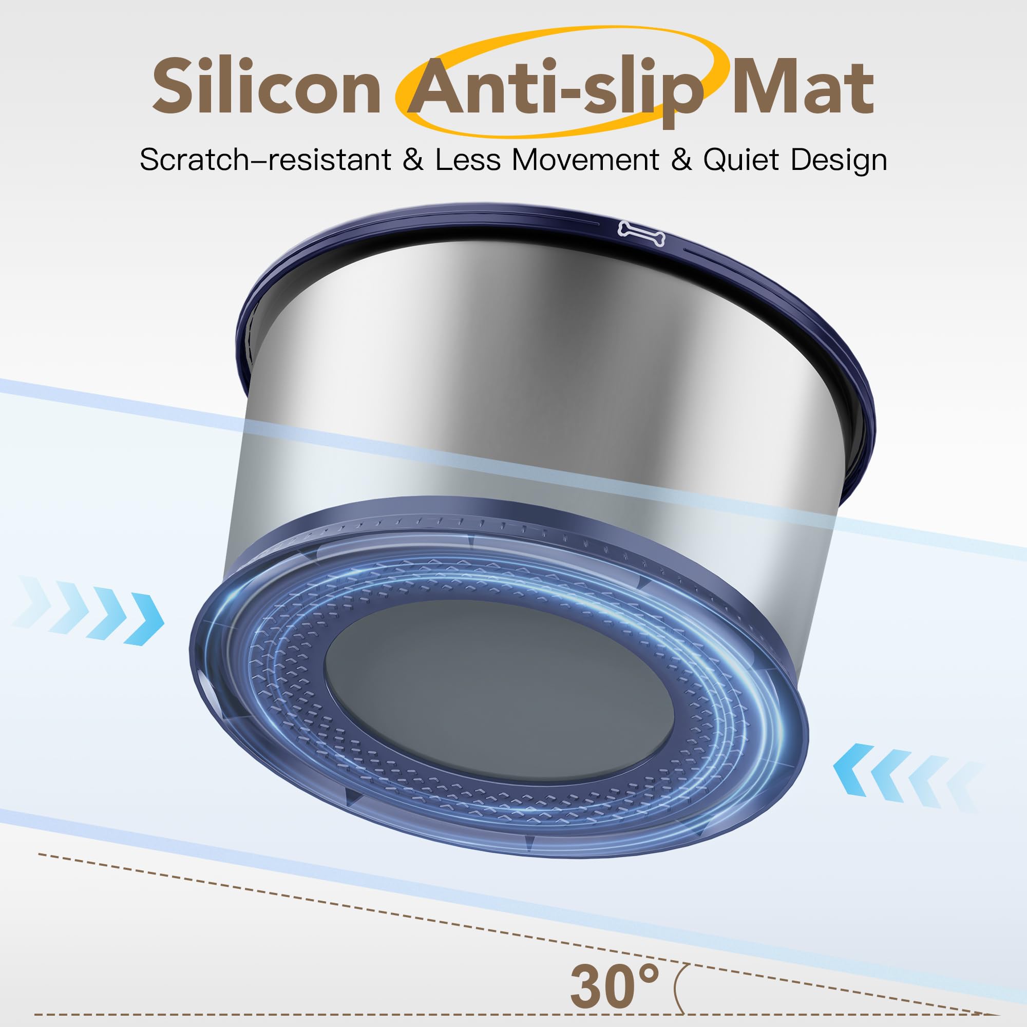 Twinsing 4.5L/1.2Gal Dog Water Bowl, No Spill Stainless Steel Slow Water Bowl For Medium Large Dogs, Large Capacity Splash Proof