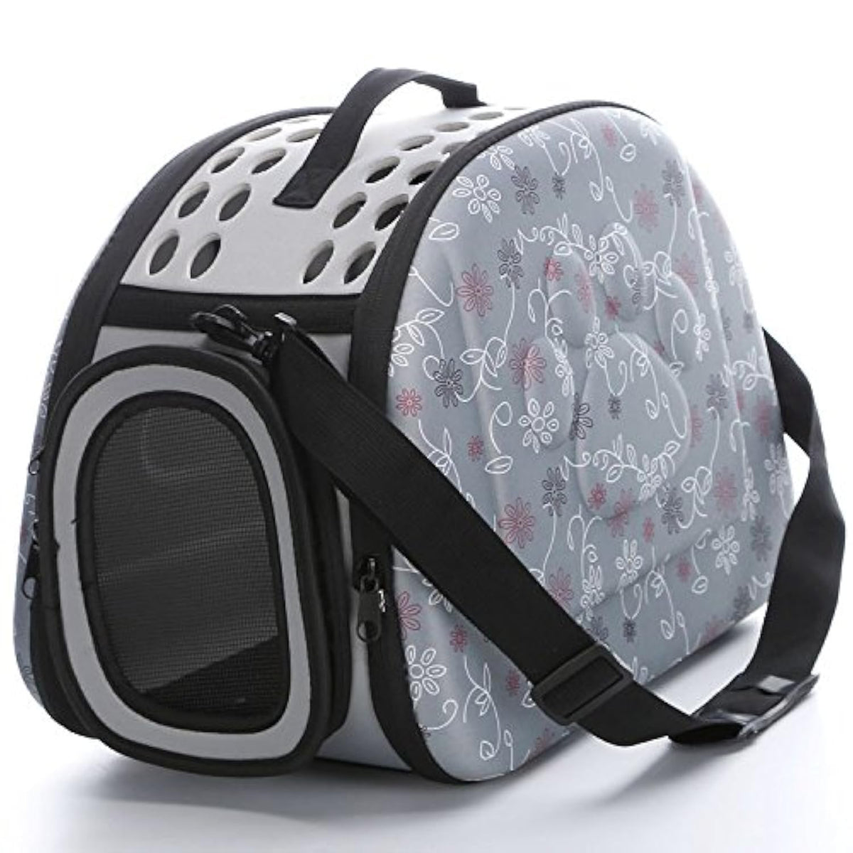 Foldable Pet Dog Cat Carrier Cage Collapsible Travel Kennel - Portable Pet Carrier Outdoor Shoulder Bag For Puppy Dog Cat Small Medium Large Animal (M, Grey)