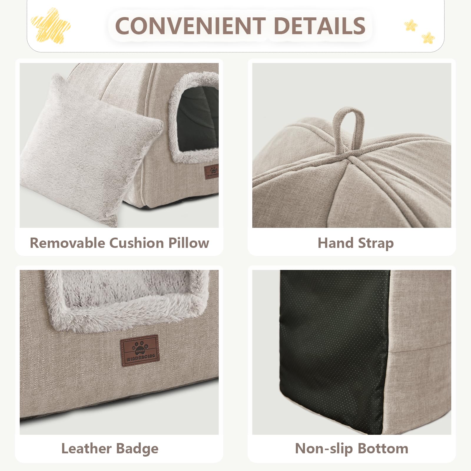 Windracing Cat Bed For Indoor Cats - Cat Cave Cat House Cats Tent With Removable Washable Cushioned Pillow, Soft And Self Kitten