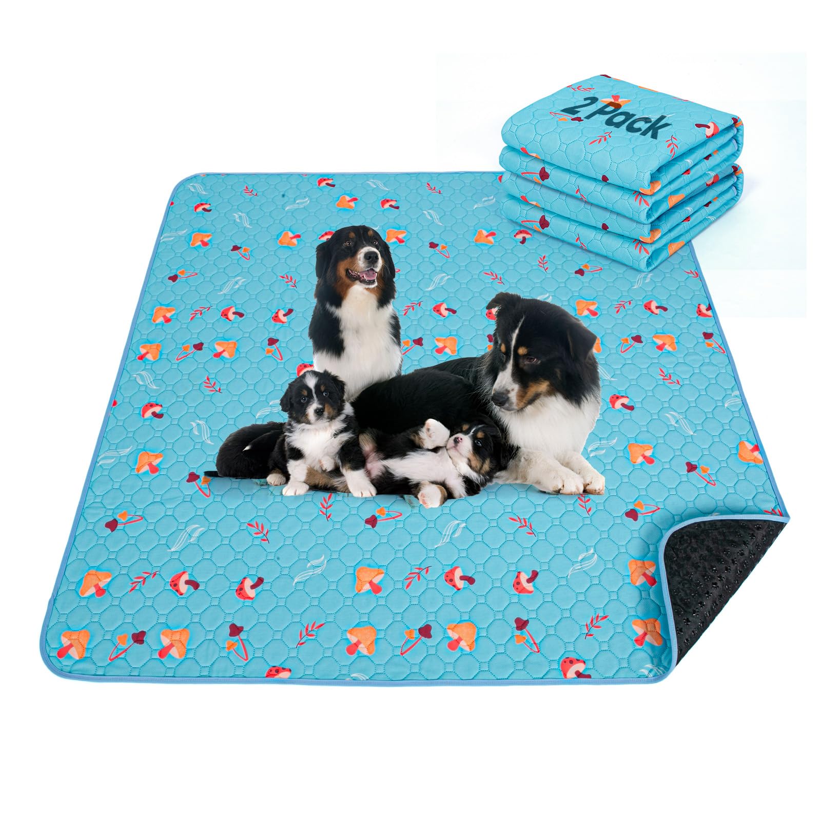 Sunheir Washable Pee Pads for Dogs, 2-Pack Reusable Puppy Training Mats, Waterproof Non-Slip Wee Wee Pad, Absorbent and Leakproo