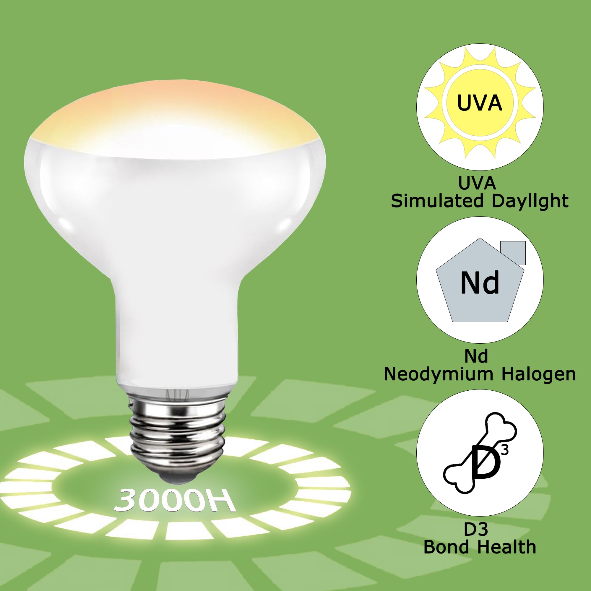 Hartompet 75W E26 Reptile Heat Lamp Bulbs - Upgraded Uva Amphibian Basking Spot Light, Simulated Sunlight For Bearded Dragon, Li