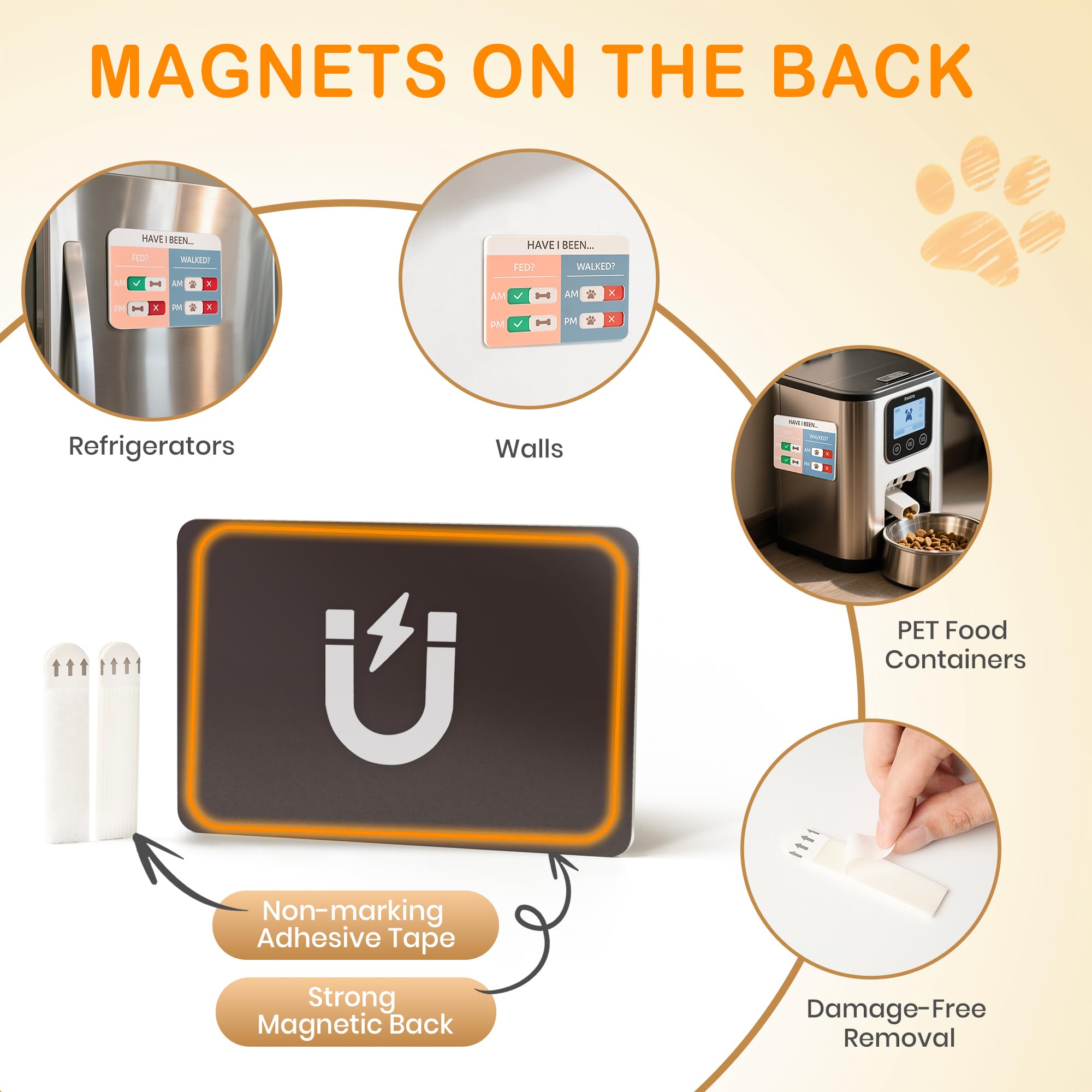 Dog Feeding Reminder Sign, Pet Feeding Tracker with Magnet, AM PM Daily Acrylic Slider Board for Fridge Wall Mounting, Plus Walk