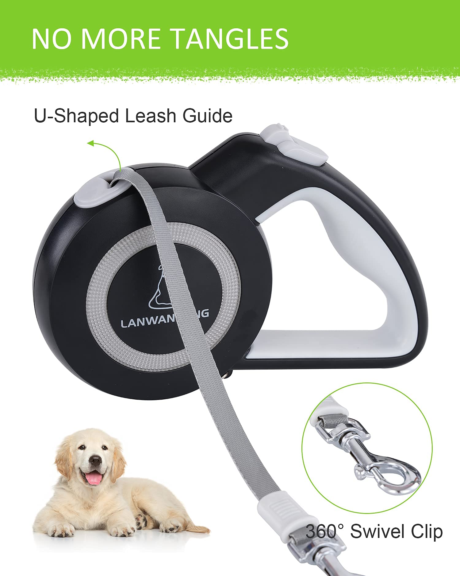 Chew Proof Retractable Dog Leash With 2 Heavy Duty No Tangle Wire Ropes, 16Ft Long 360° Tangle-Free Dog Lead For 2 Dogs, Dual Dog Leashes For Small/Medium/Large Dogs…