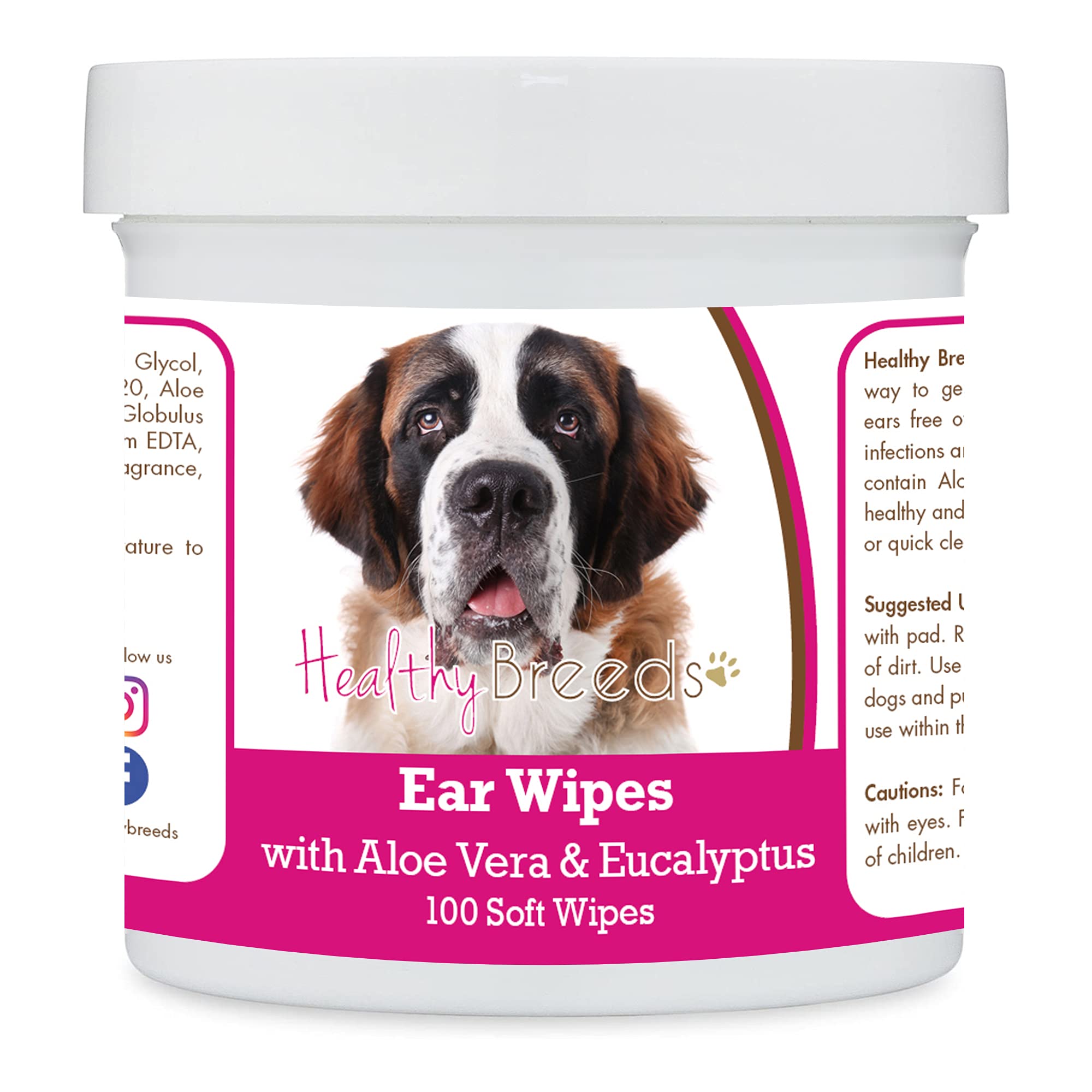 Healthy Breeds Saint Bernard Ear Cleaning Wipes with Aloe & Eucalyptus for Dogs 100 Count