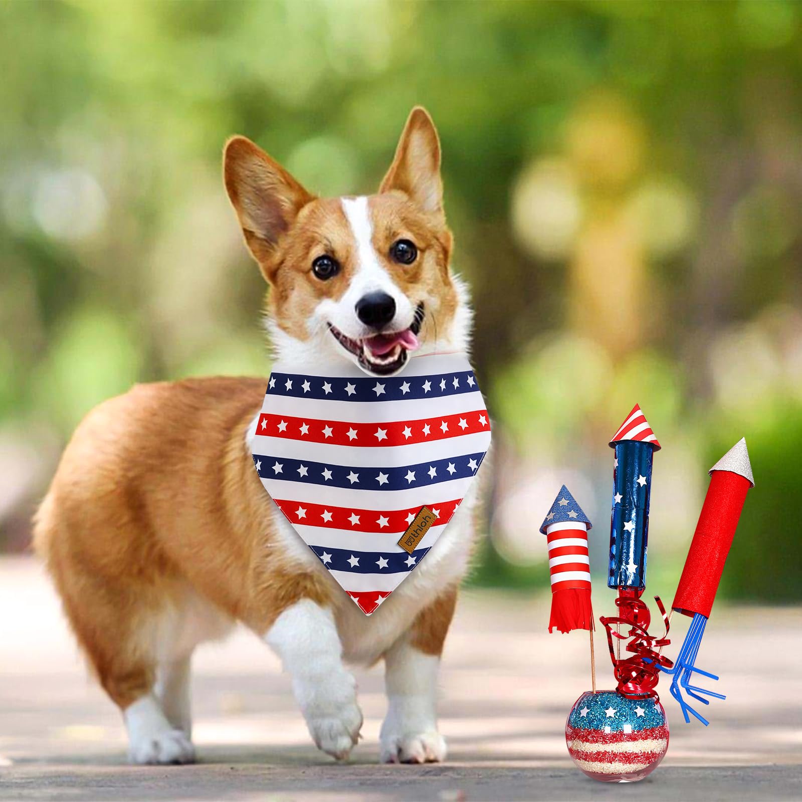 Thloh 4Th Of July Dog Bandanas - 2 Pack Reversible Usa Patriotic Bandana For Boy And Girl | Premium Durable Fabric | American Fl