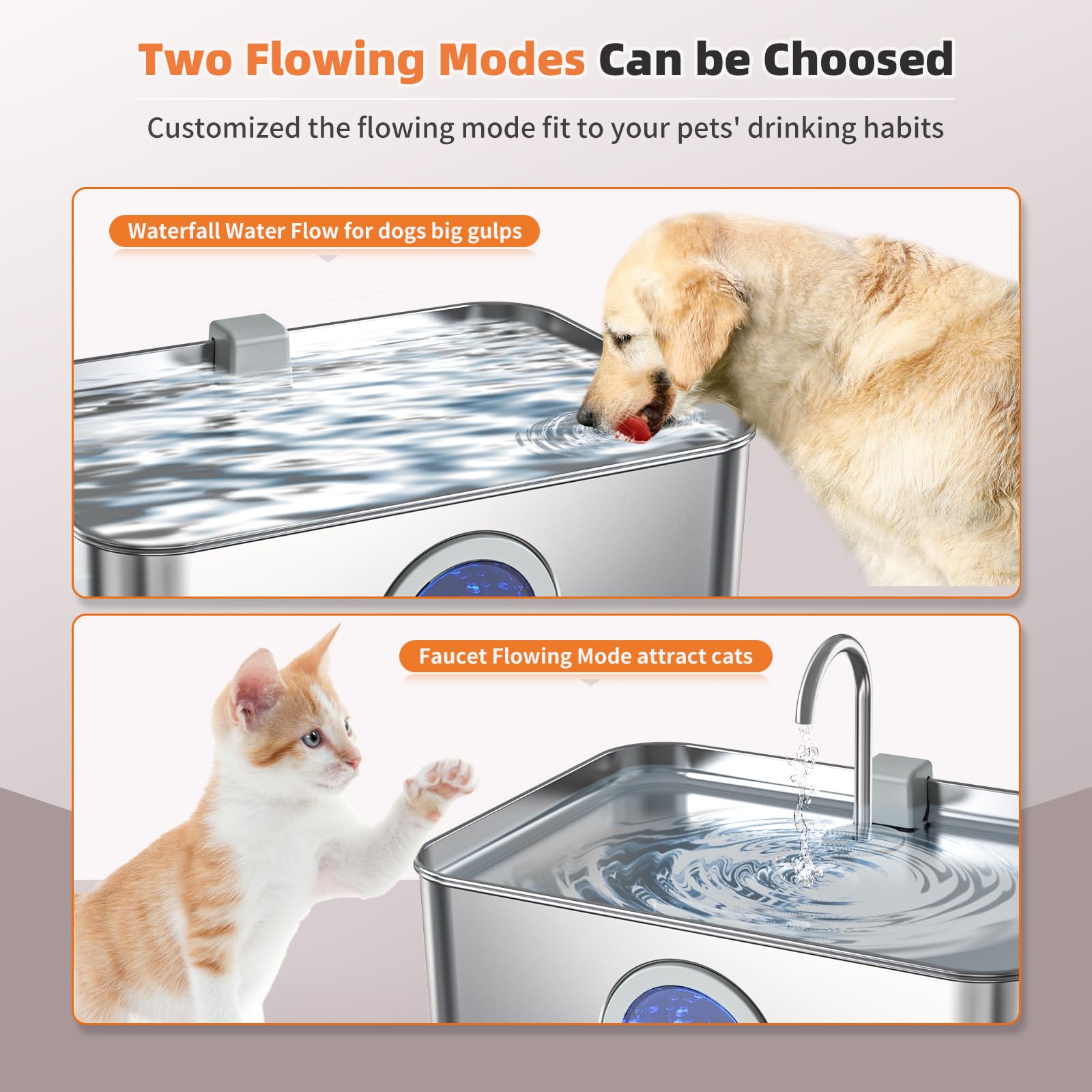 Dog Water Fountain Stainless Steel 12L/410Oz/3.2Gal, Dysj01 Ultra Quiet Pet Water Fountain For Large Dogs Cats & Multi-Pet Home