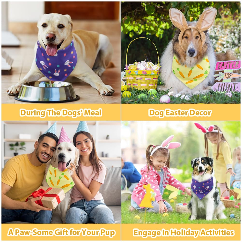 Vivifying Easter Dog Bandanas - 2 Pack Festive Pet Accessories With Cute Bunny And Carrot Patterns, Perfect For Easter Celebrati