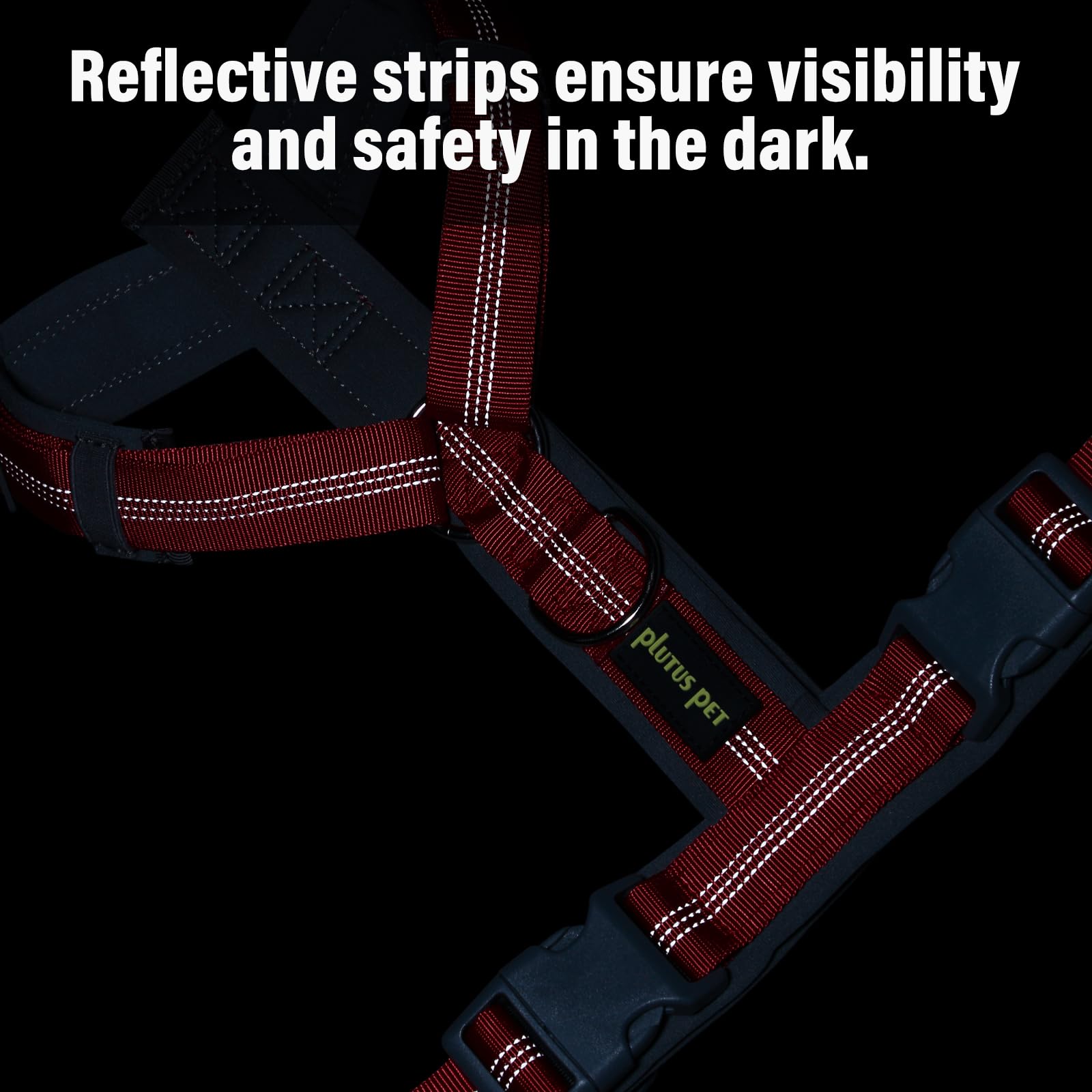 Plutus Pet No Pull Dog Harness, Adjustable Nylon Harness with Soft Padding, Reflective and Heavy Duty Dog Harness for Small, Med