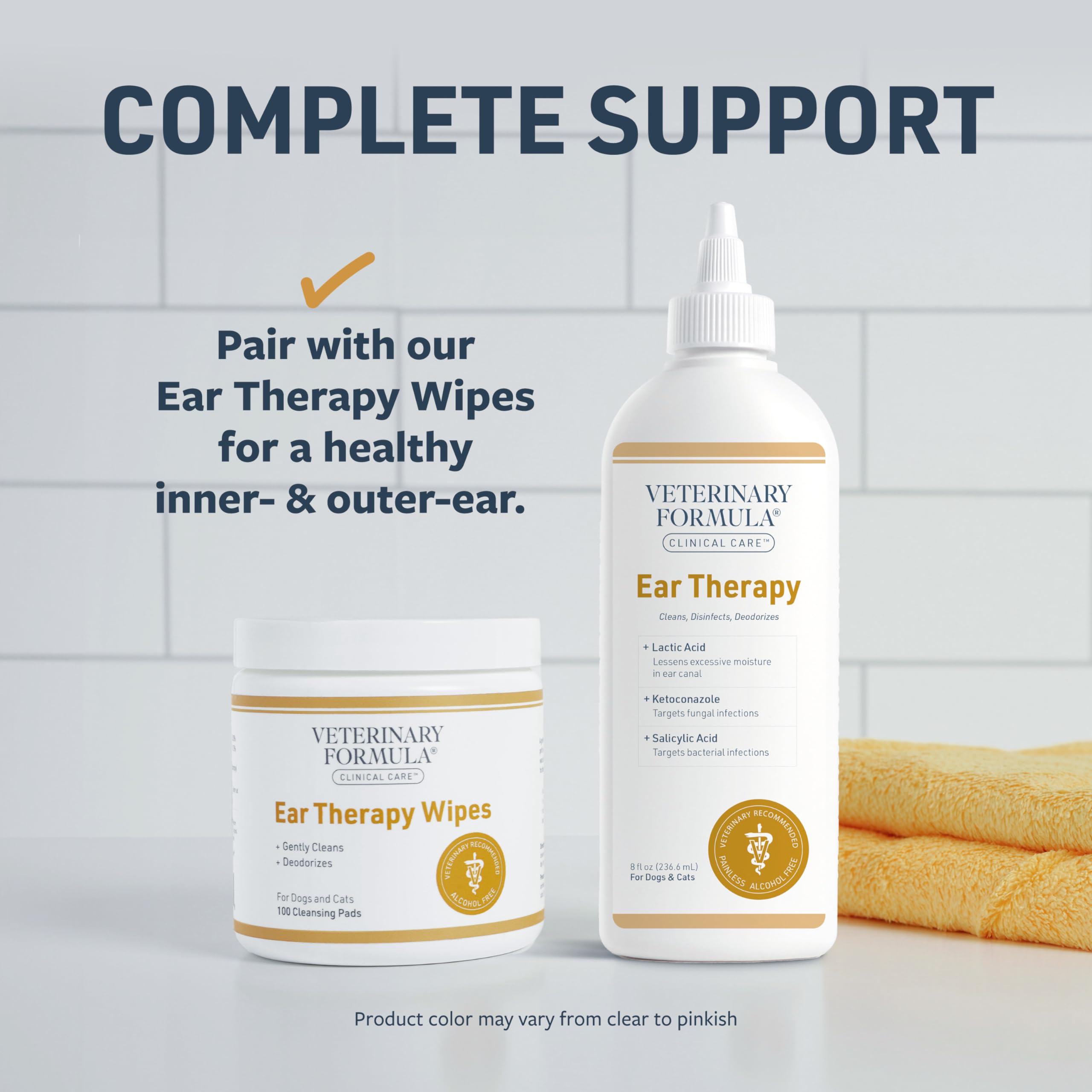 Veterinary Formula Ear Therapy for Cats & Dogs, 8 oz ·Soothes Itchiness & Cleans Ear Canal, Clear