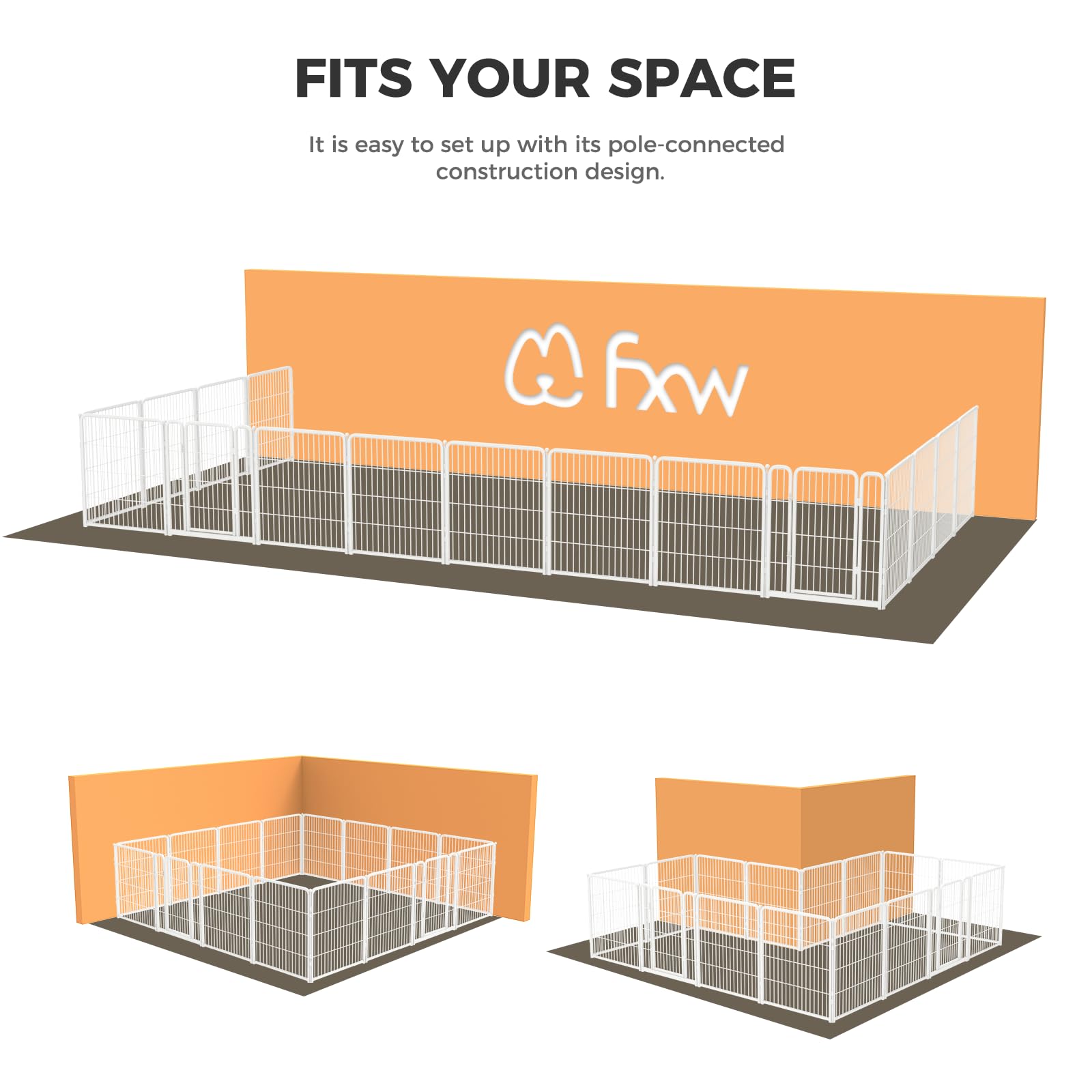 Fxw Homeplus Indoor Dog Playpen - Stress-Free And Safe Play, 32 Inch 16 Panels For Puppy And Small Dogs, White│Patented