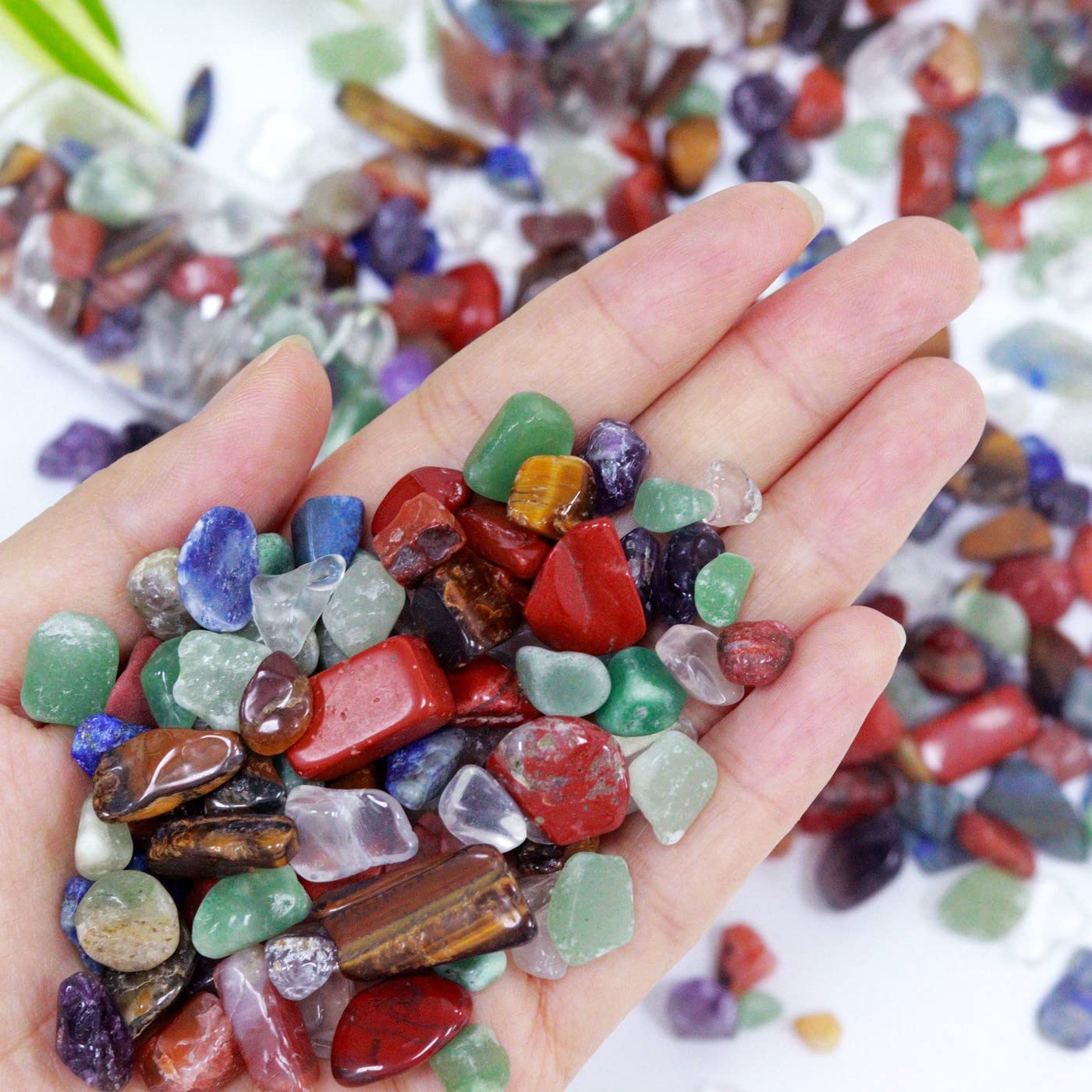 YATOJUZI 7 Chakra Aquarium Gravel - Natural Tumbled Healing Crystal Chips, Mix-Color, 0.44lb for Fish Tanks, Planters, and Decor