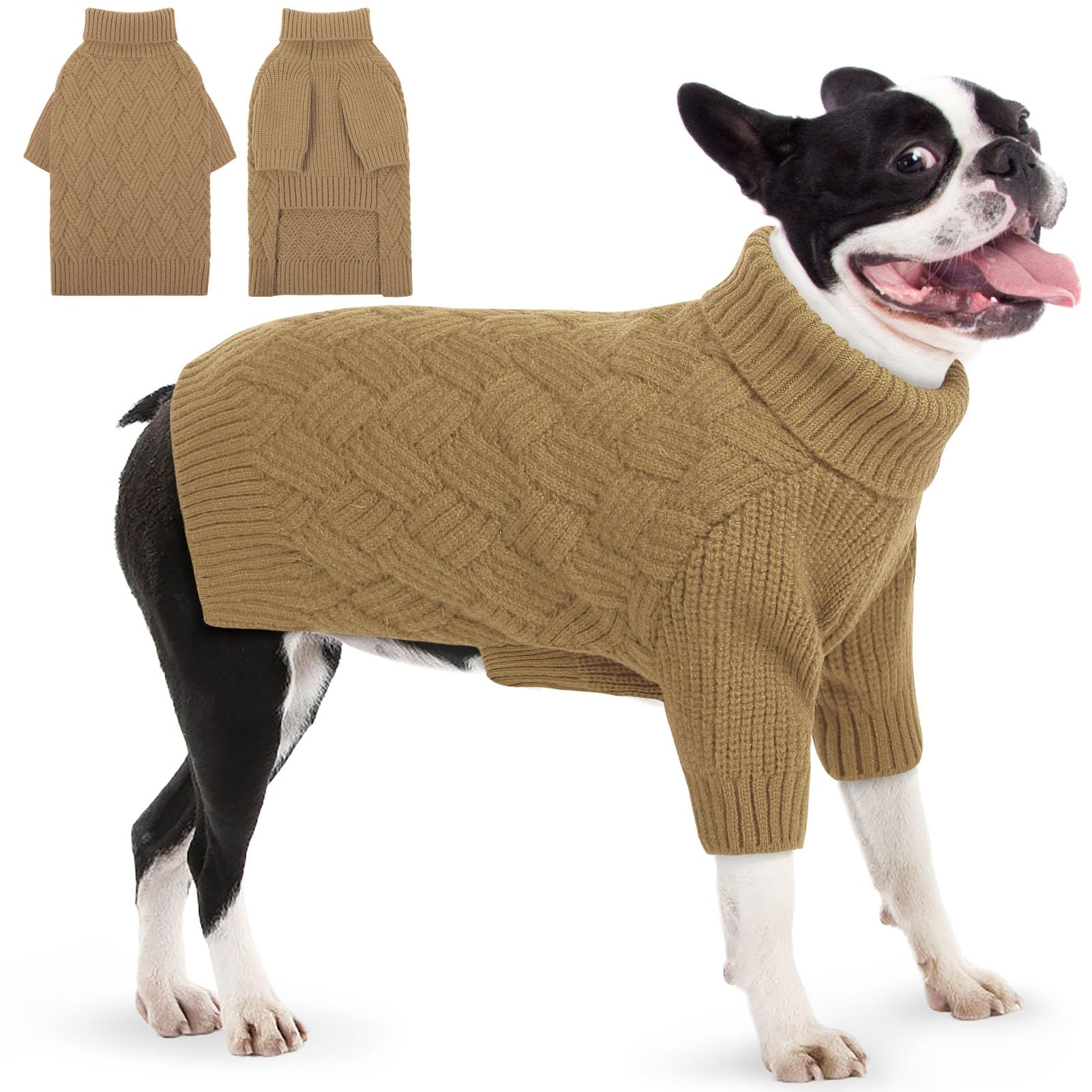 AOFITEE Dog Sweater, Warm Dog Sweaters for Large Dogs, Large Dog Halloween Sweater, Turtleneck Girl Dog Sweater, French Bulldog 