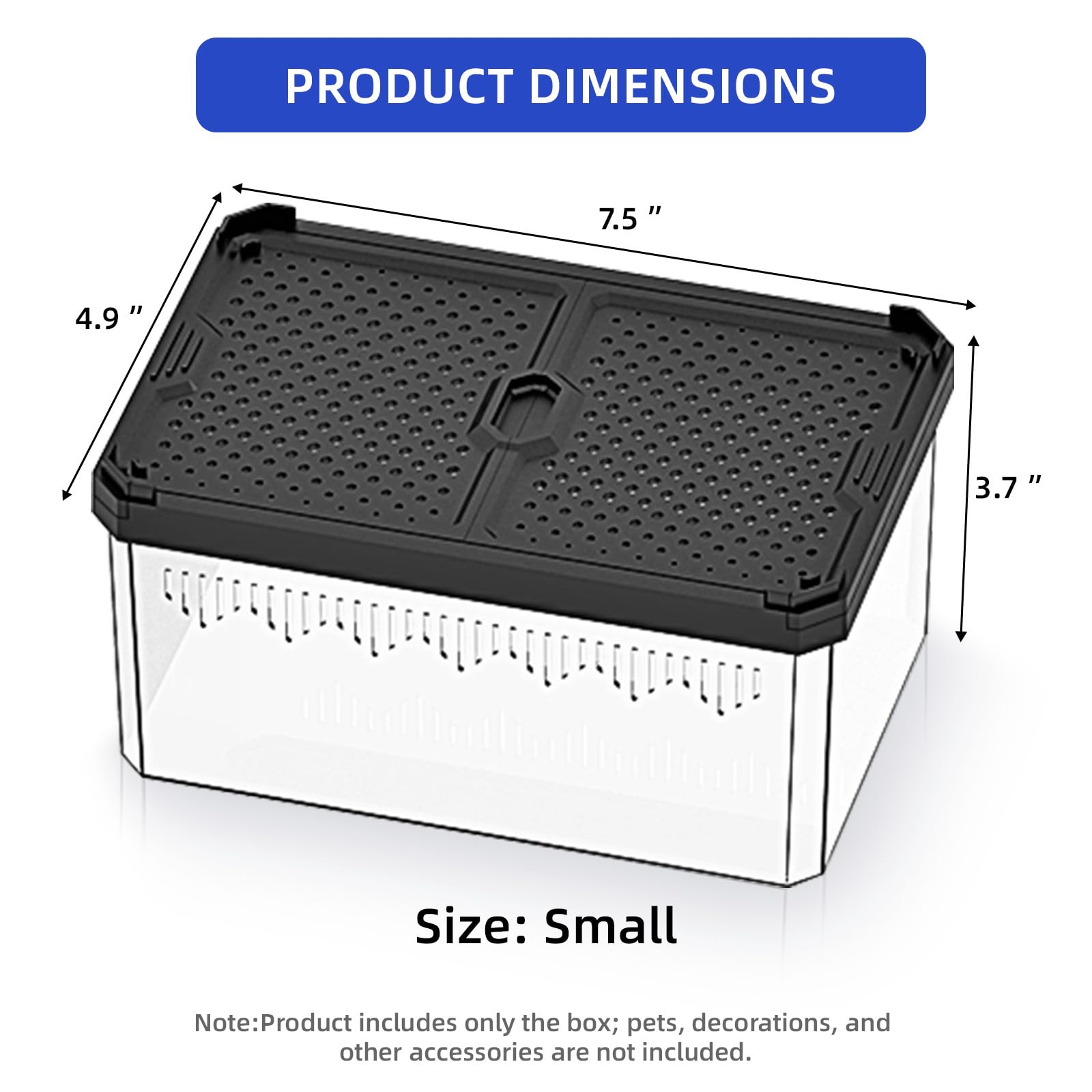 High-Transparency Reptile & Insect Enclosure Terrarium with Magnetic Door, Excellent Ventilation, Easy Cleaning, and Strong, Lon