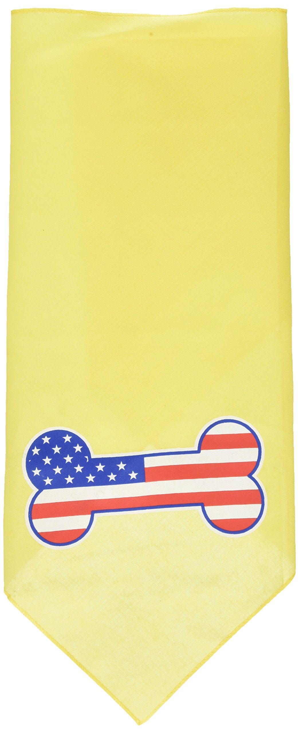 Pet and Dog Bandana Screen Printed, &quot;Bone Shaped American Flag&quot; Yellow Small