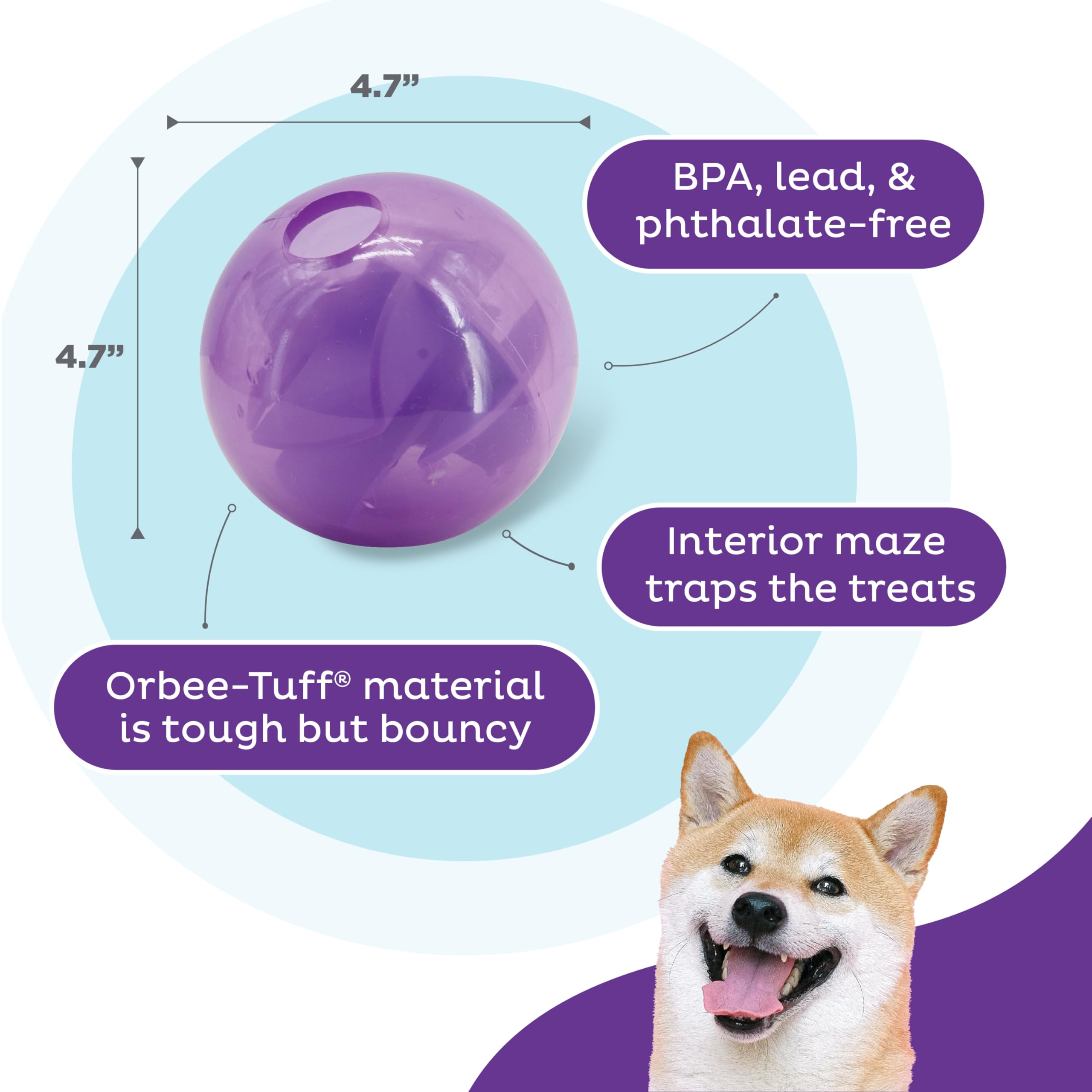 Outward Hound By Planet Dog Mazee Puzzle Ball Interactive Treat Dispensing Dog Toy, Purple