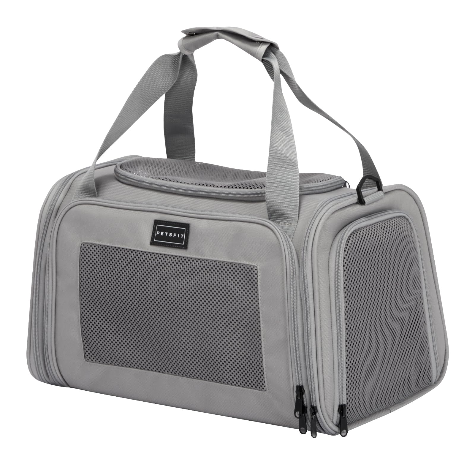 Petsfit Cat Carrier, Pet Carrier Airline Approved, Soft Carrier For Small And Medium Cats Under 12 Lbs, Soft Cat Travel Carrier, Kitten Carrier With Extendable Mat, Grey