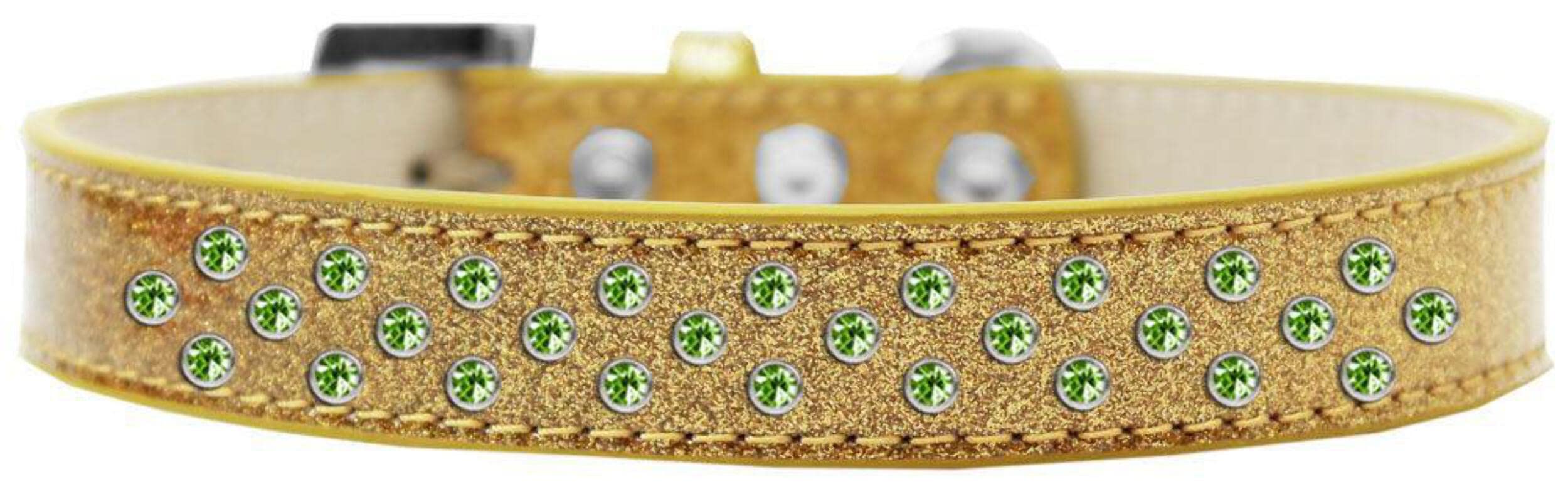 Mirage Pet Products Sprinkles Ice Cream Dog Collar with Lime Green Crystals, Size 16, Silver