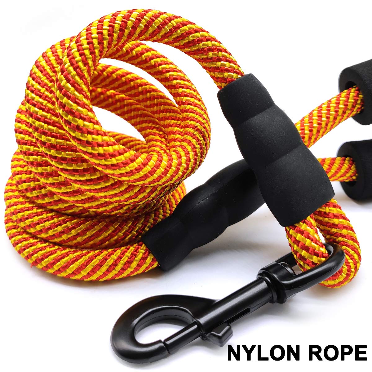 Maypaw Heavy Duty Rope Dog Leash, 3/4/5/6/7/8/10/12/15 Ft Nylon Pet Leash, Soft Padded Handle Thick Lead Leash For Large Medium Dogs Small Puppy (8Ft 1/2' Orange Leash)