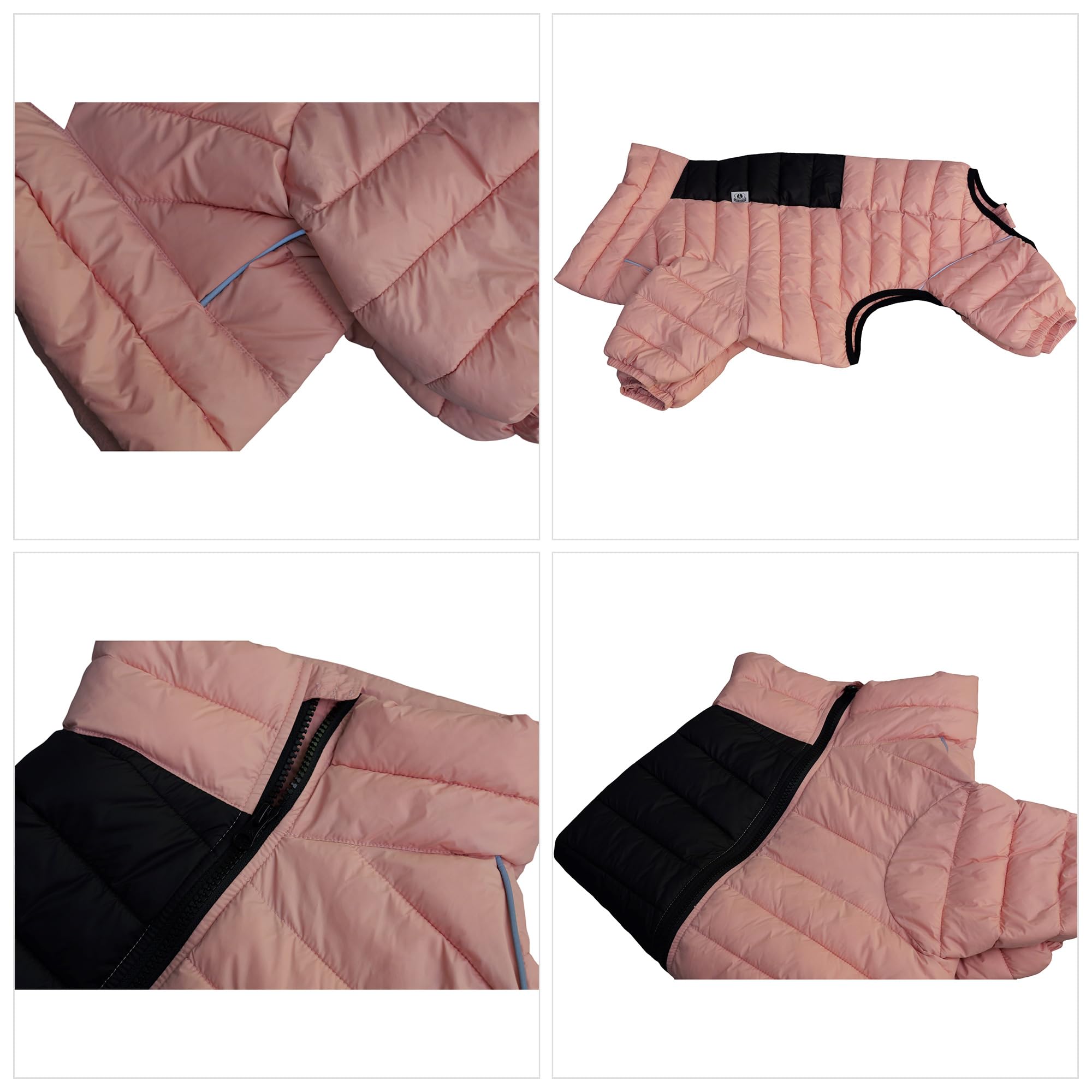 Dog Coat Warm Jacket, 4 Legs Covered Waterproof Windproof Reflective Vest, Zippered Adjustable Outdoor Snow Jacket for Small Med