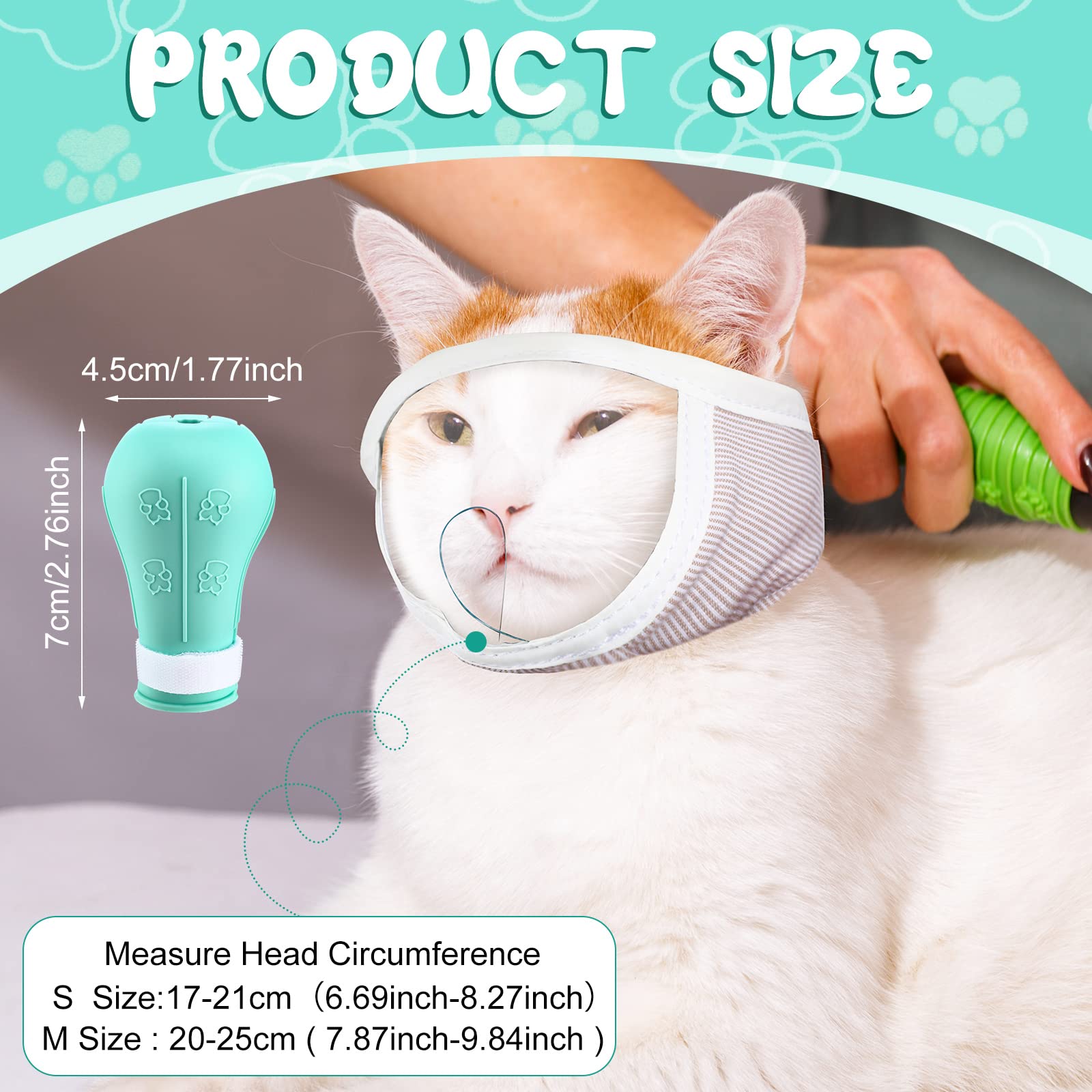 Hillban Cat Muzzle For Grooming With 4 Silicone Boots Breathable Transparent Face Guard Silicone Cat Claw Covers Anti Scratch Bo
