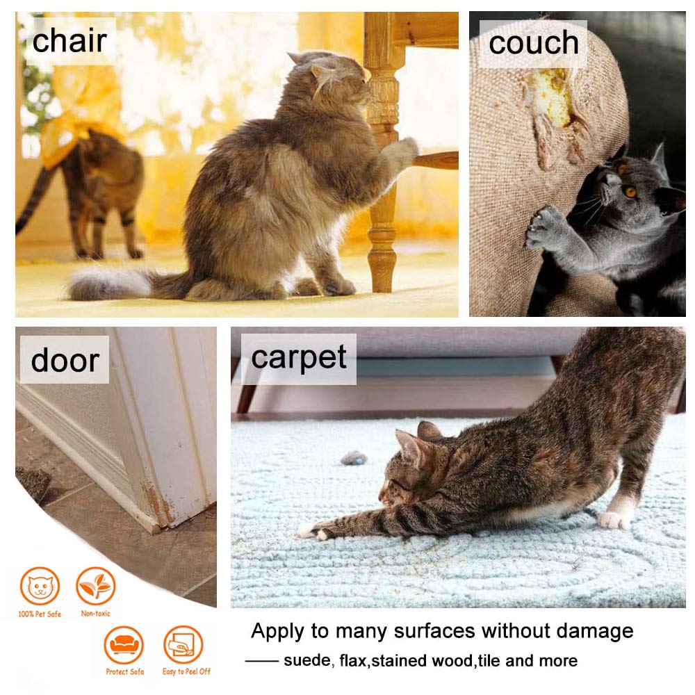 Cat Scratcher For Indoor Cats - 12X17 Inches, 8 Pcs Furniture Protector, Wide Double Side Anti-Scratch Deterrent Tape, Pet Scratch Pad For Pretector Couch, Door, Wall, Carpet