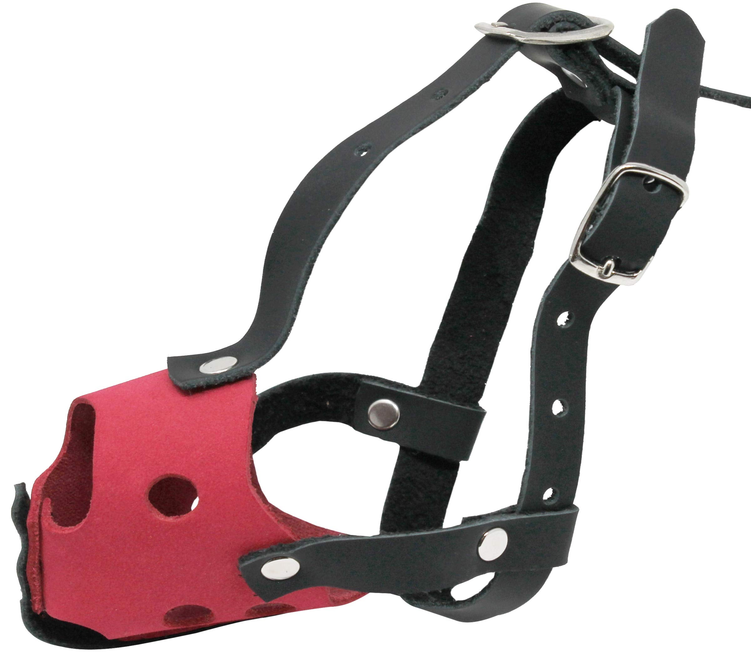 Soft Genuine Leather Dog Cage Basket Muzzle Two-Tone For Xxsmall Xsmall Breeds And Puppies (Snout Circumf 4.5'; Snout Length 1.25')