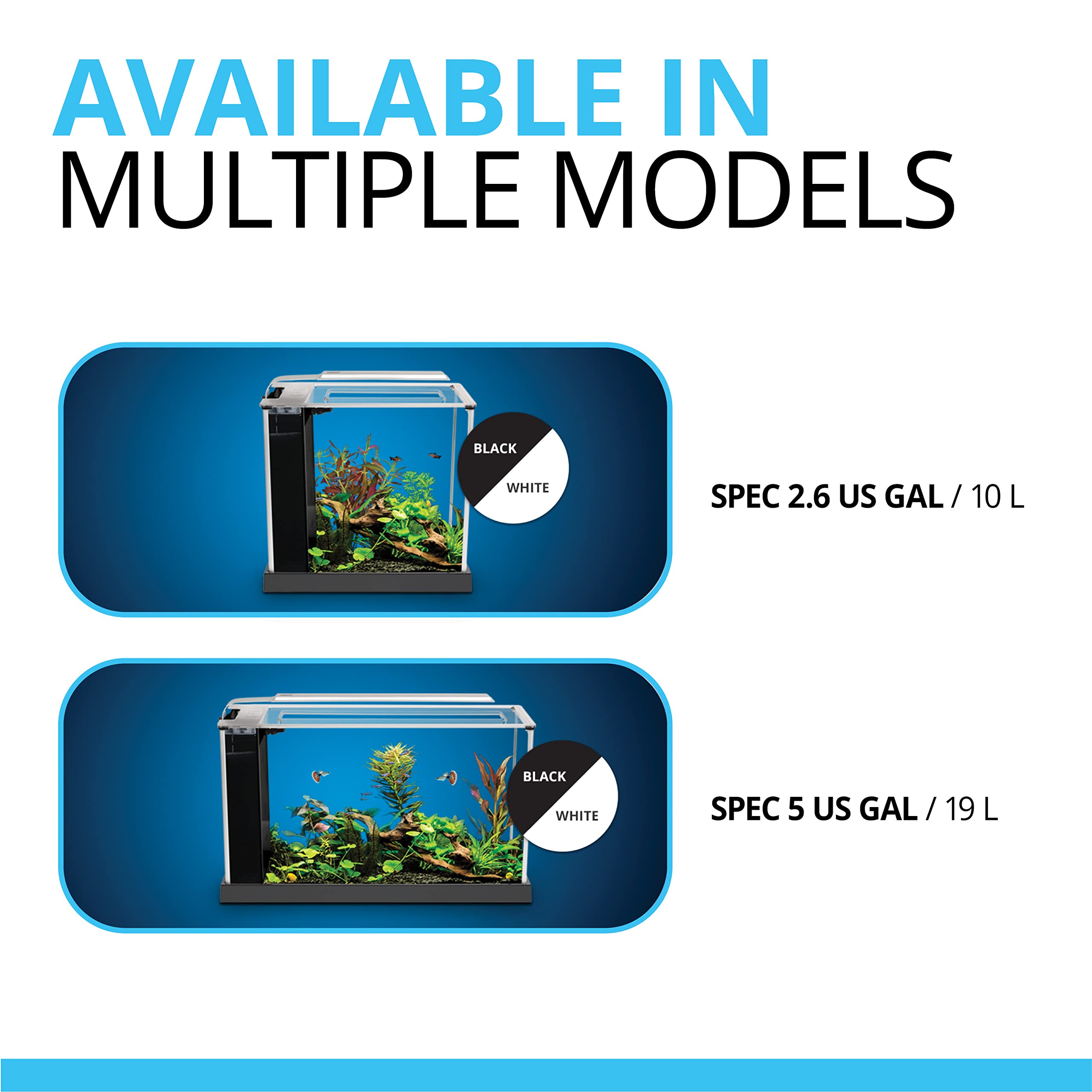 Fluval Spec Aquarium Kit, Aquarium With Led Lighting And 3-Stage Filtration, 5 Gallon, White
