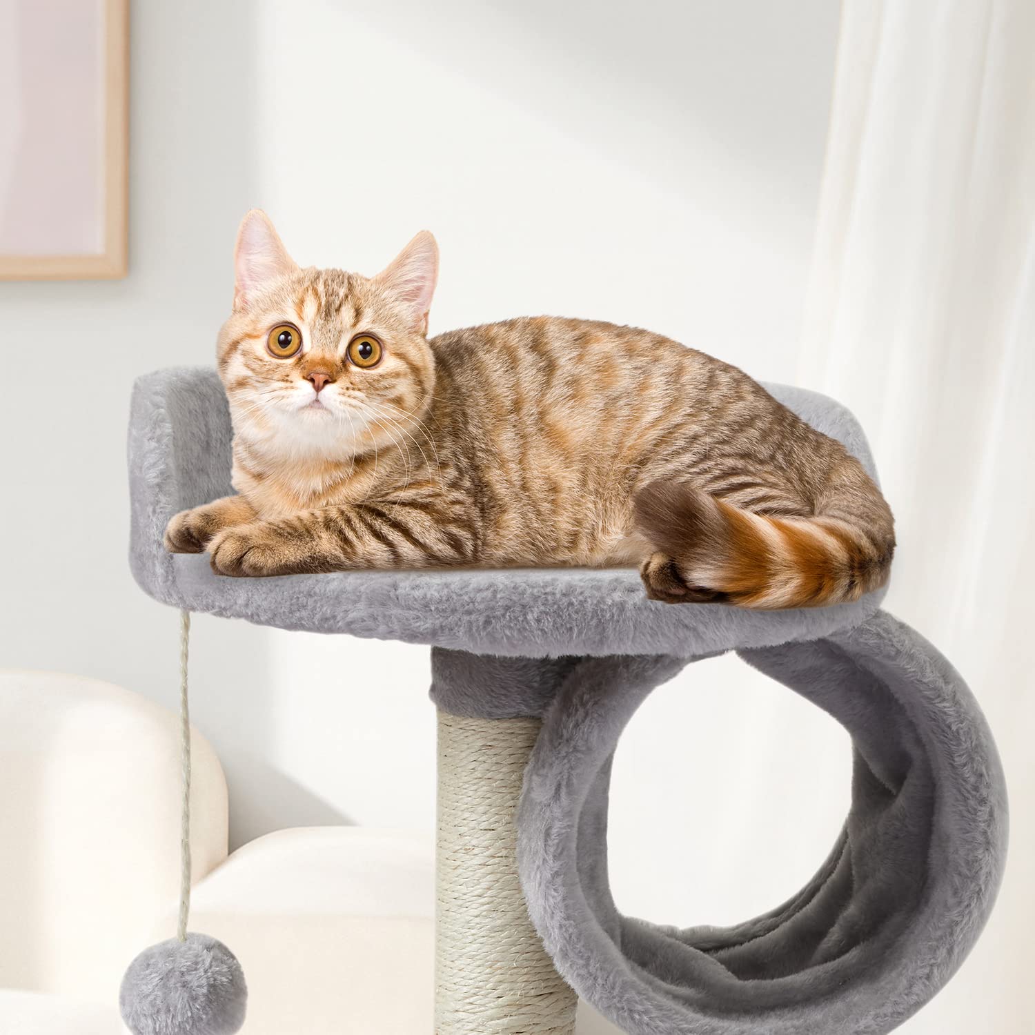 Fish&Nap Us01H Cute Cat Tree Kitten Cat Tower For Indoor Cat Condo Sisal Scratching Posts With Jump Platform Cat Furniture Activ