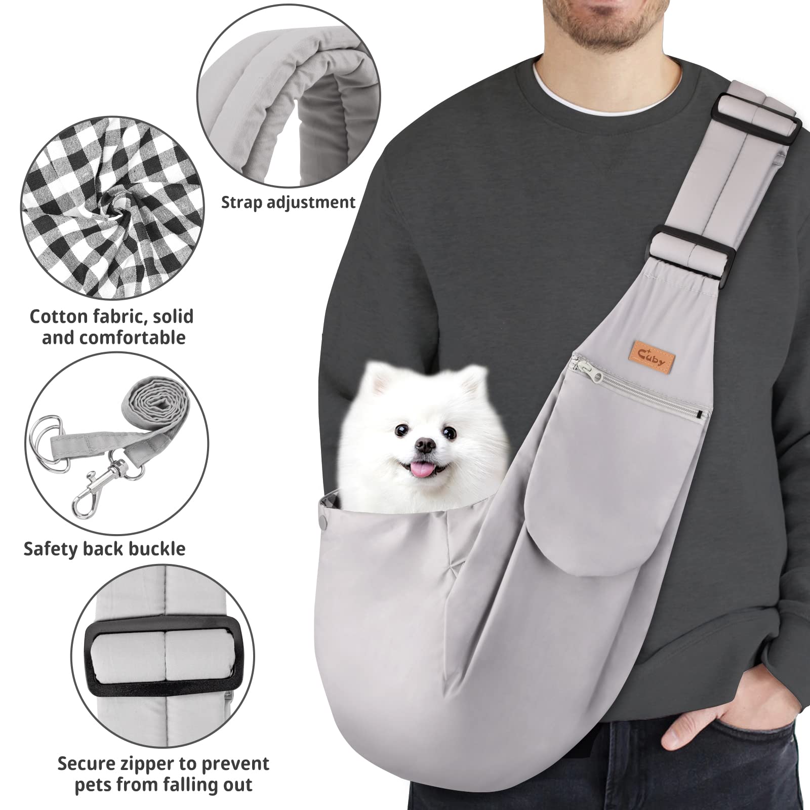 CUBY Dog and Cat Sling Carrier, Hands Free Reversible Pet Papoose Bag, Soft Pouch Adjustable, Suitable for Puppy Cats for Outdoo