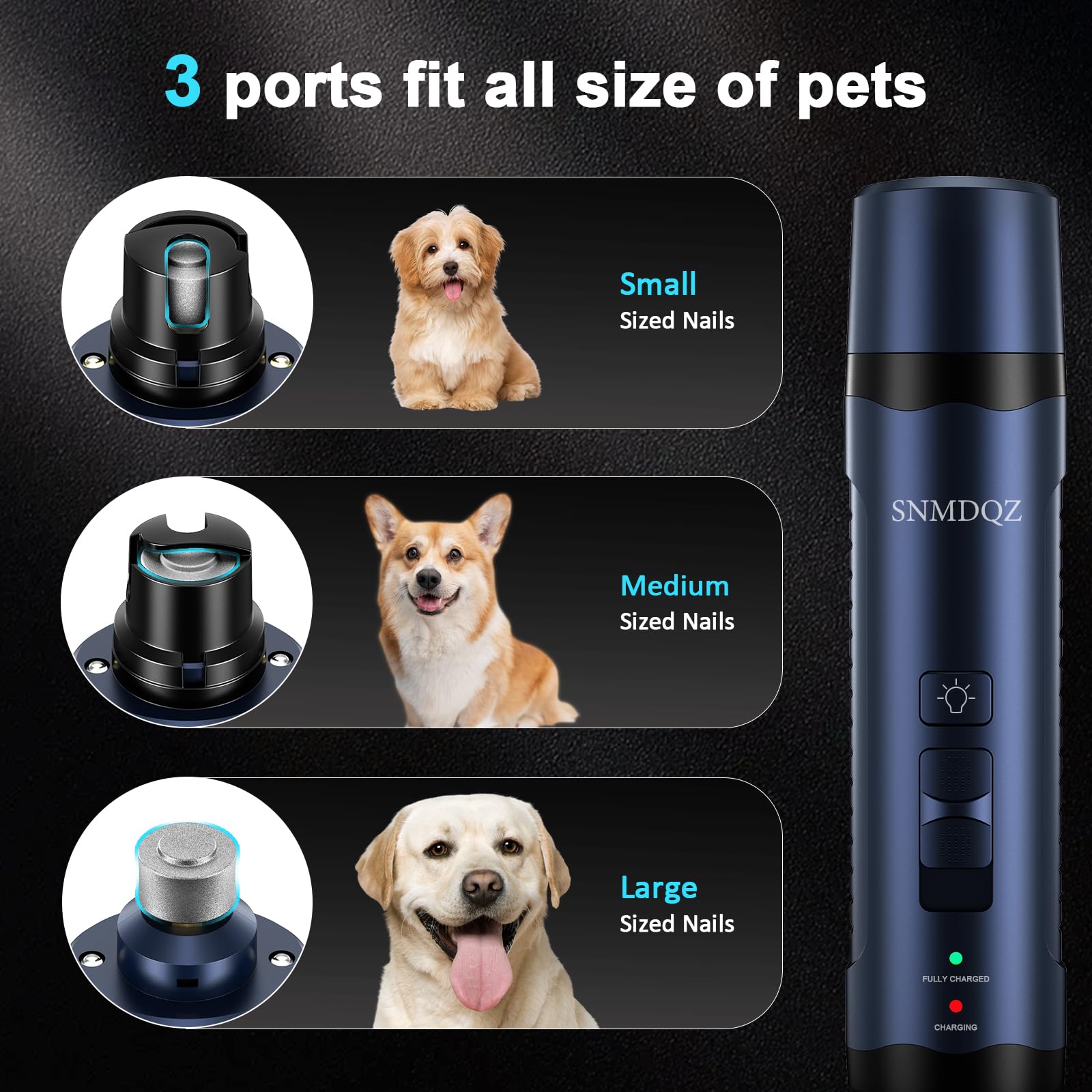 Dog Nail Grinder, Dog Nail Trimmers, And Clippers Kit With 2 Led Lights. Super Quiet Electric Pet Nail Grinder, Rechargeable, Fo